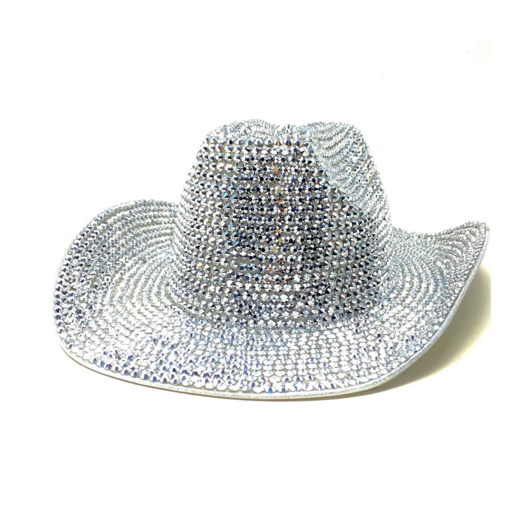 Disco Ball Mirror Cowboy Hat, Sparkly Concert Hat for Music Festivals Cowgirl Hat