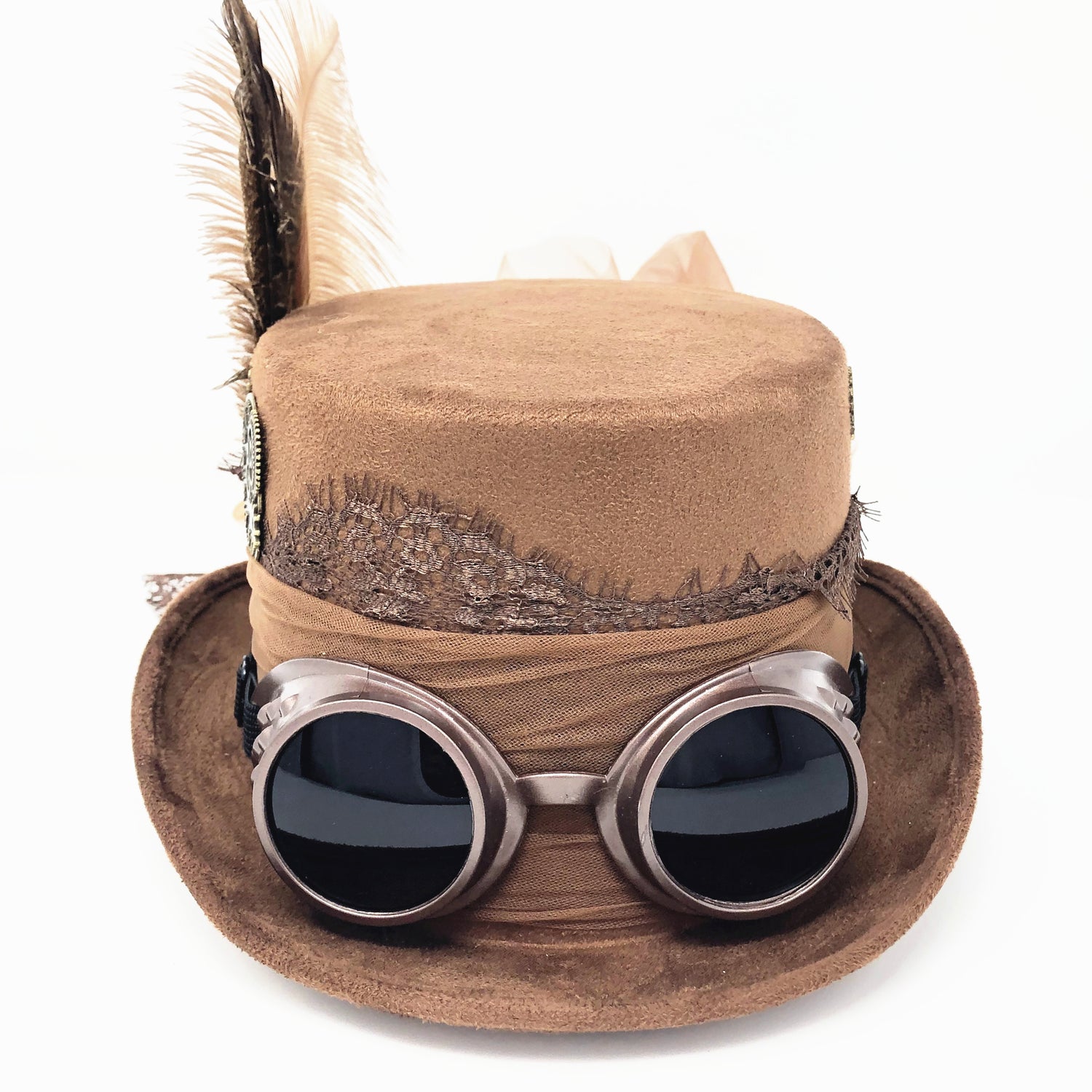 Steampunk Women Top Hat Metallic Mad Hatter Scientist Time Traveler Halloween Costume Hats