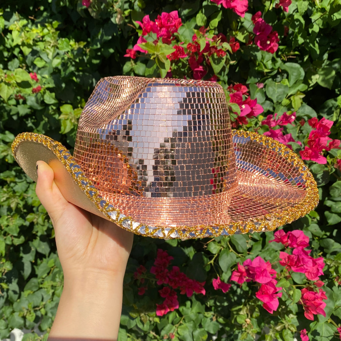 Disco Ball Mirror Cowboy Hat, Sparkly Concert Hat for Music Festivals Cowgirl Hats