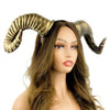 Gold Steampunk Style Luxury Metallic Ram Goat Horn Devil Headband Halloween Costume Masquerade Cosplay Prom Ball Party