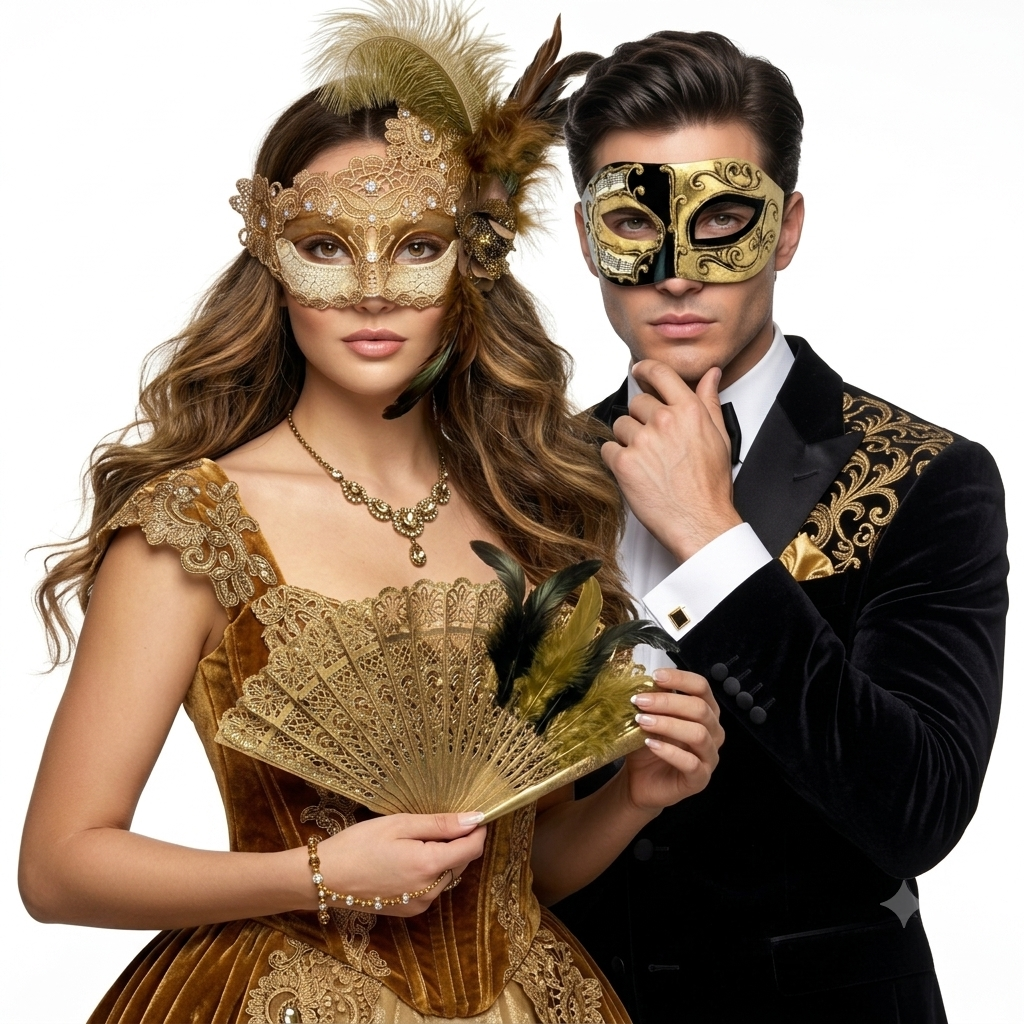 Gold couple masks