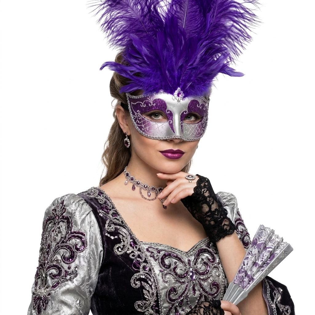 purple women costume masks