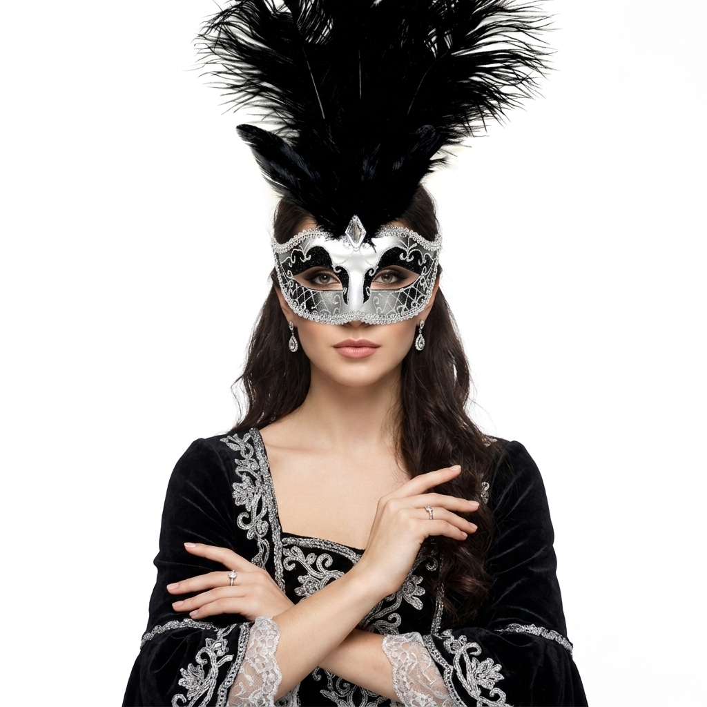 silver women costume masks