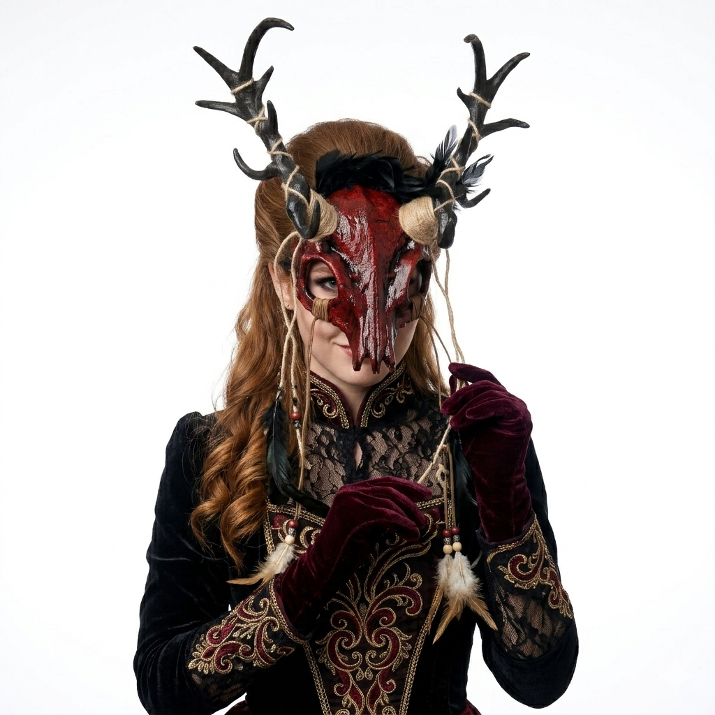Red Goat Horn Masks