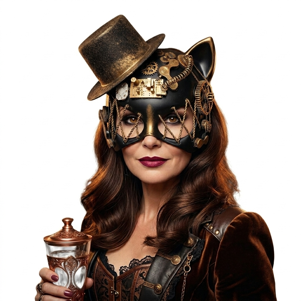 gold steampunk cat halloween mask