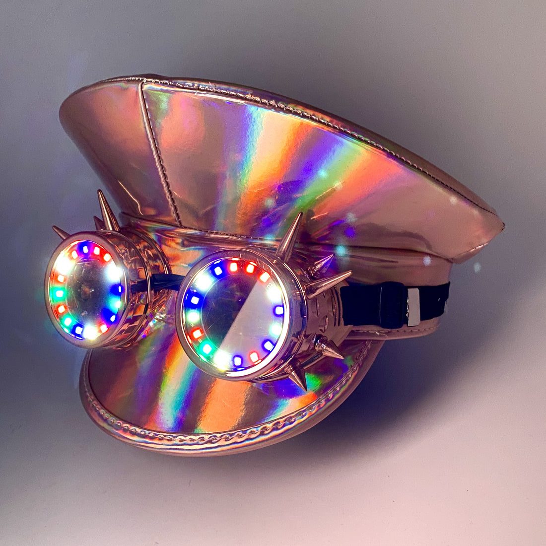 LED Light Up RAVE Captain Style Luxury Women Rhinestone Neon Top Hat Halloween Christmas Burning Man Hat