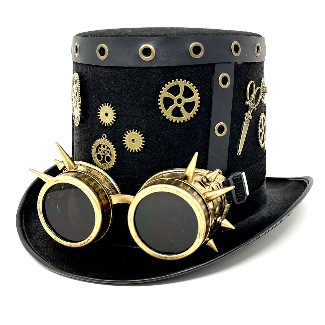 Steampunk Top Hat Metallic Mad Hatter Scientist Time Traveler Halloween Costume Cosplay