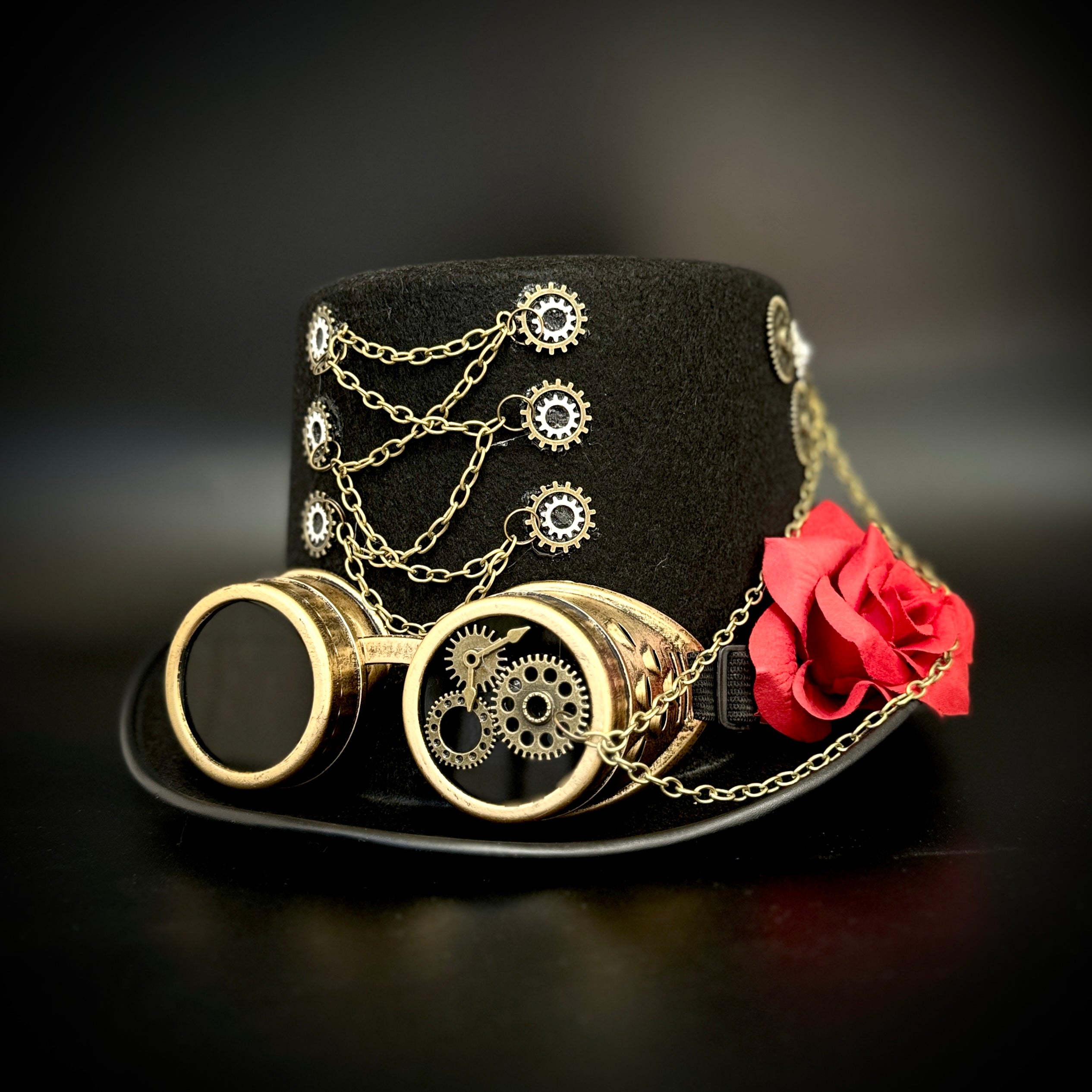 Steampunk Top Hat Metallic Mad Hatter Scientist Time Traveler Halloween Costume Cosplay