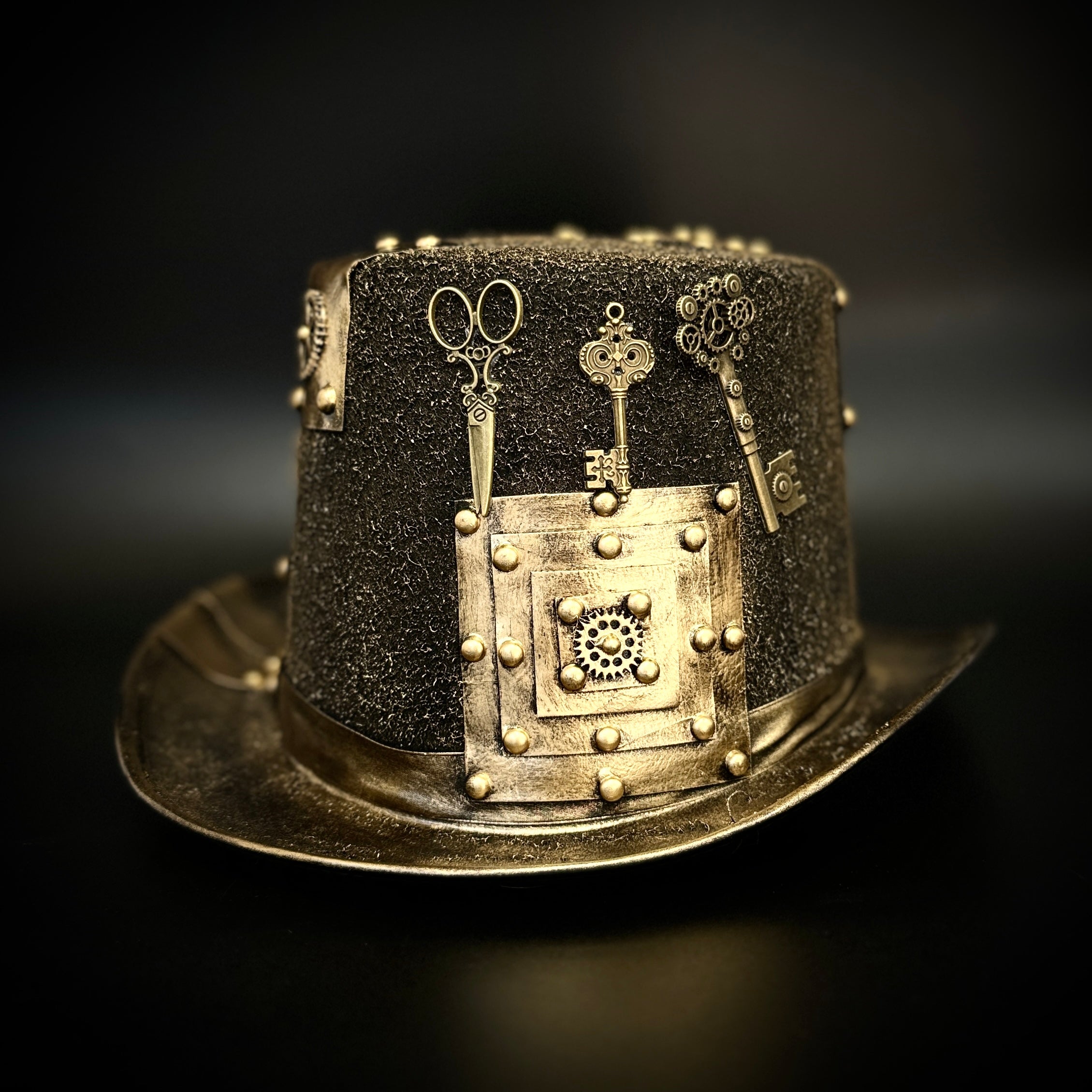 Steampunk Top Hat Metallic Mad Hatter Scientist Time Traveler Halloween Costume Cosplay