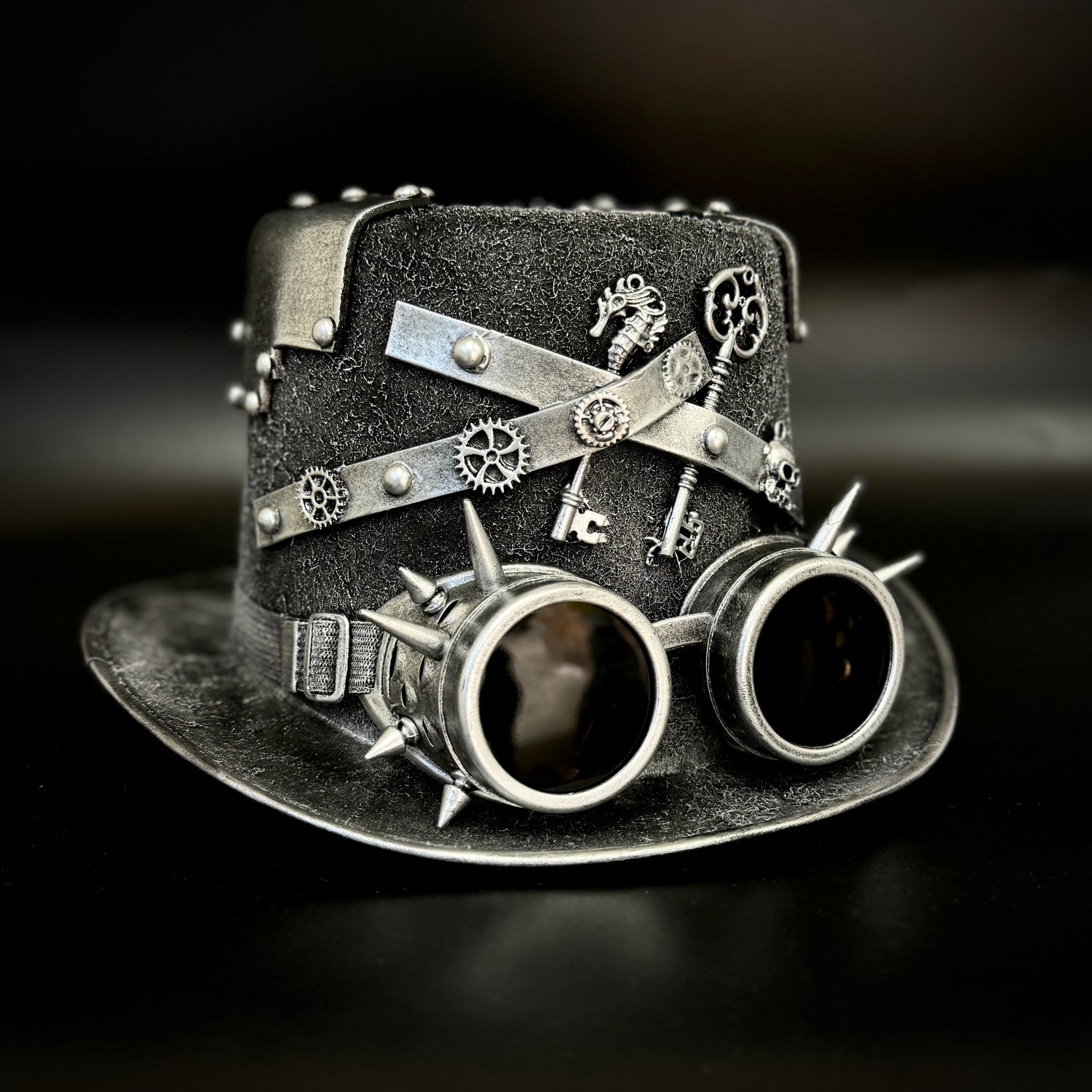 Steampunk Top Hat Metallic Mad Hatter Scientist Time Traveler Halloween Costume Cosplay