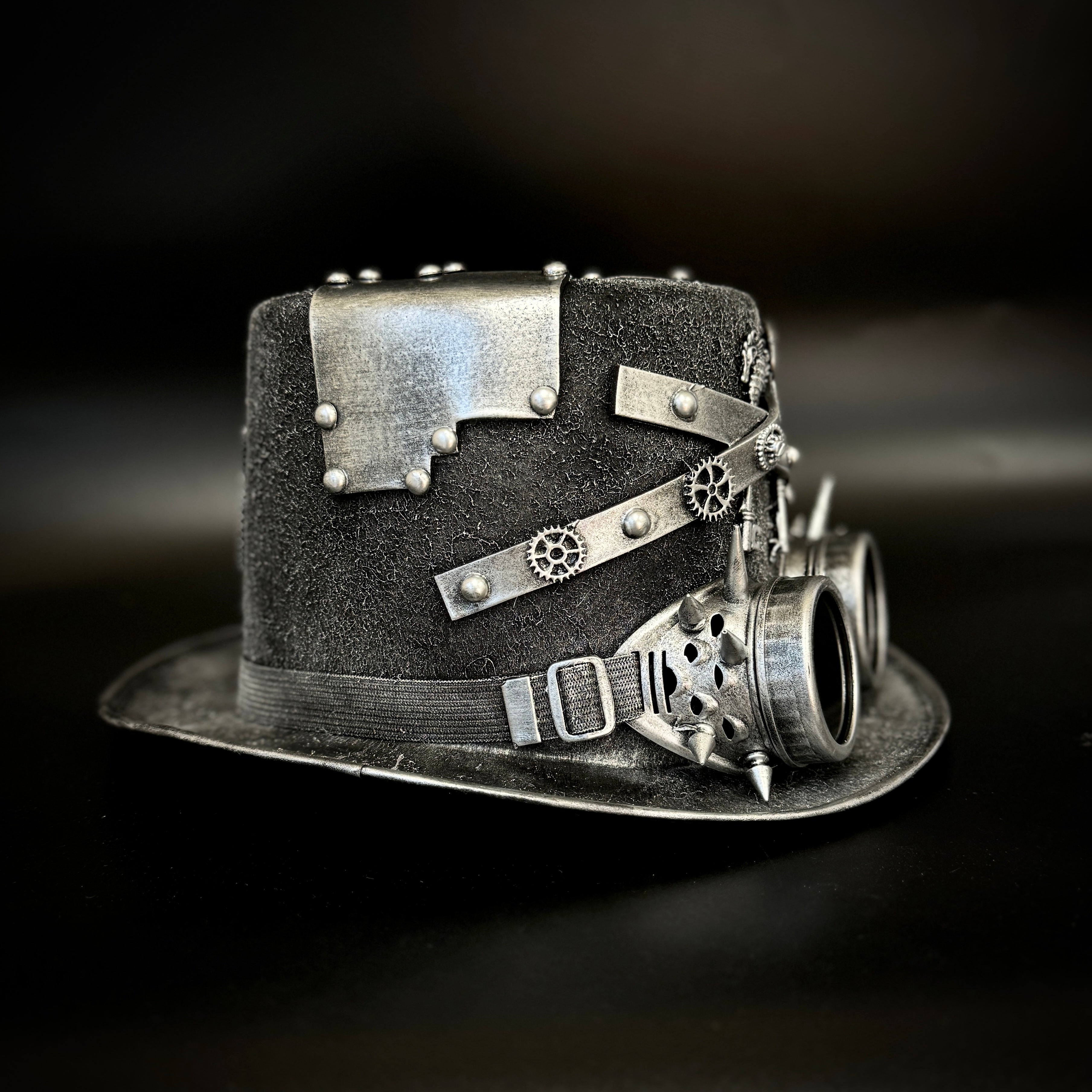 Steampunk Top Hat Metallic Mad Hatter Scientist Time Traveler Halloween Costume Cosplay
