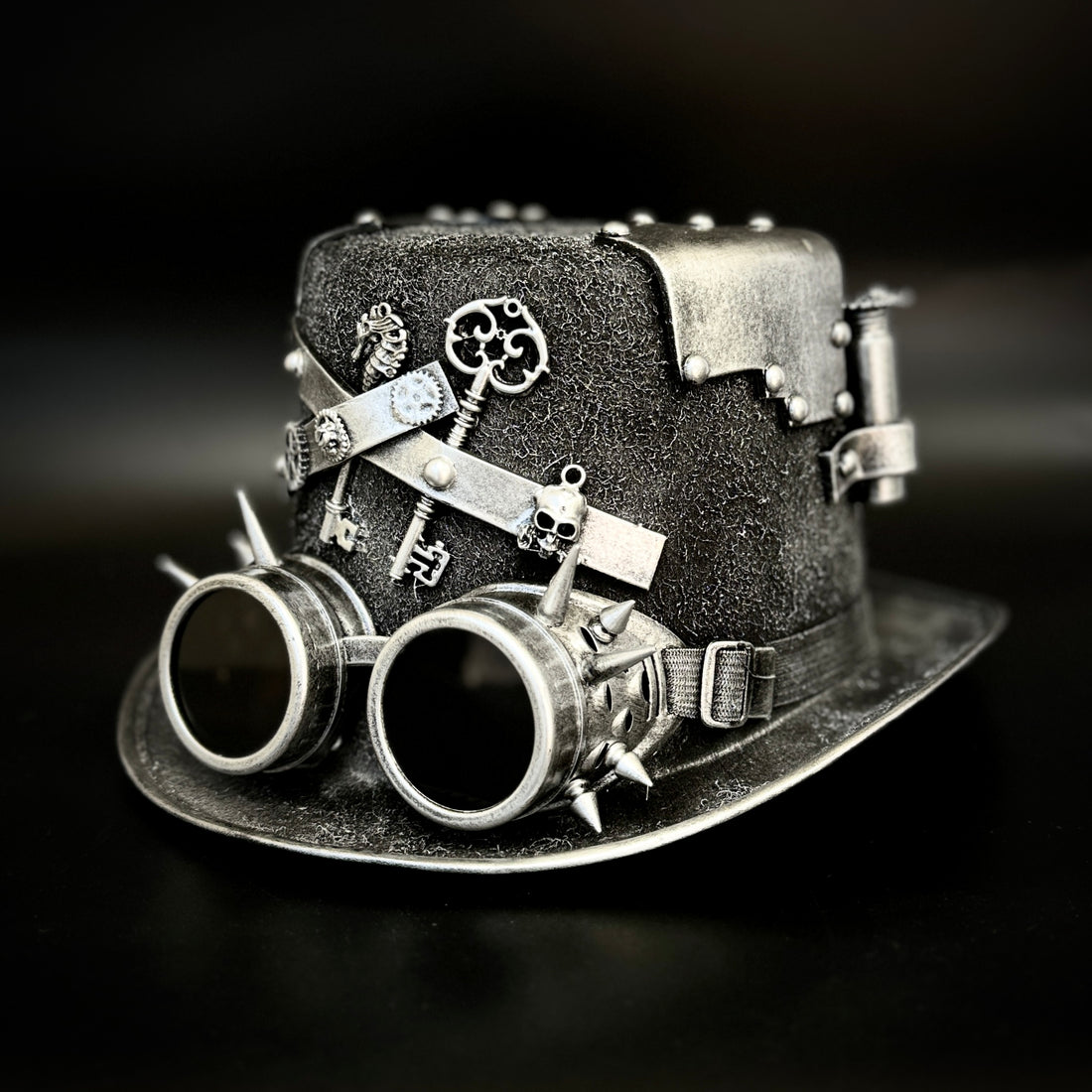 Steampunk Top Hat Metallic Mad Hatter Scientist Time Traveler Halloween Costume Cosplay