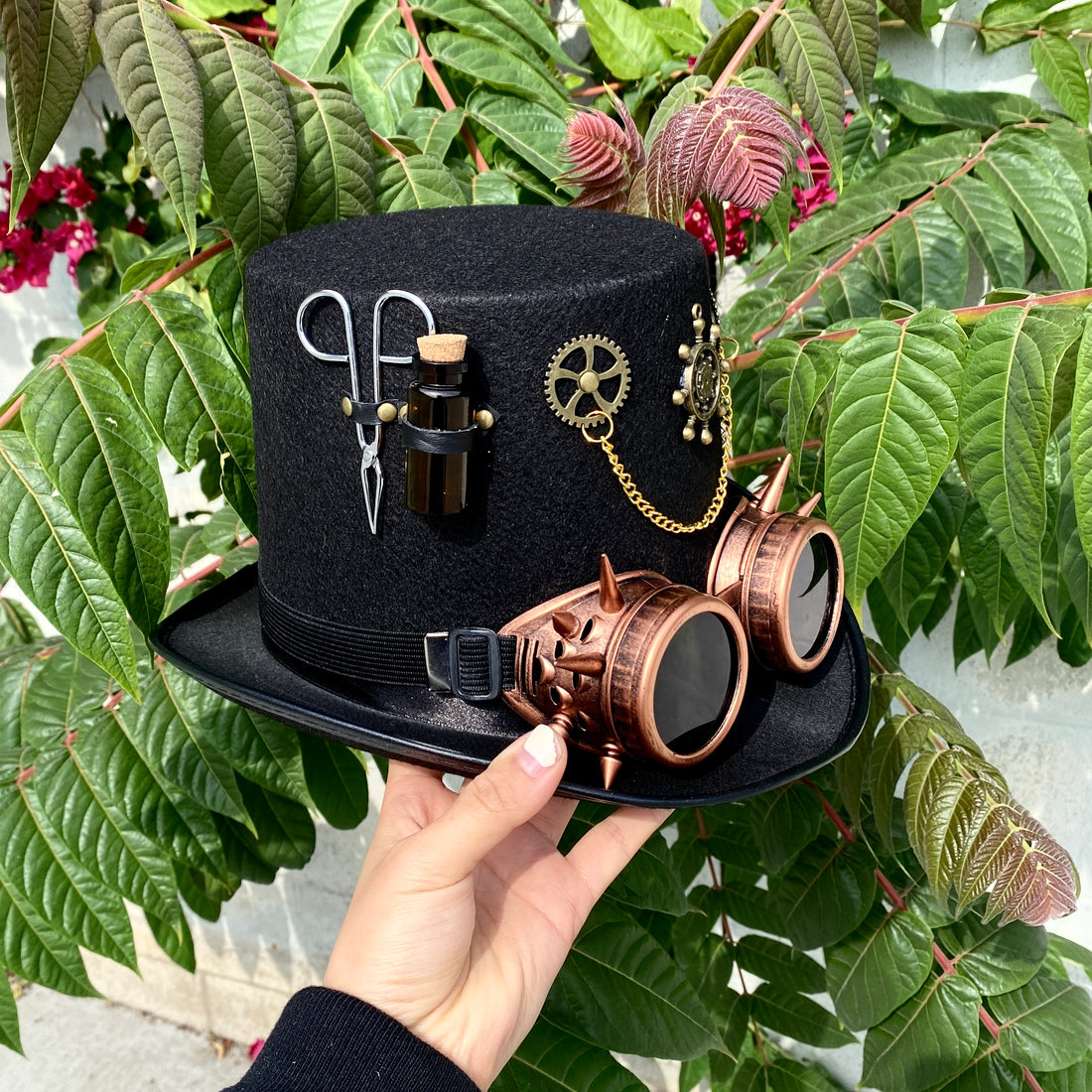 Steampunk Top Hat Metallic Mad Hatter Scientist Time Traveler Halloween Costume Cosplay