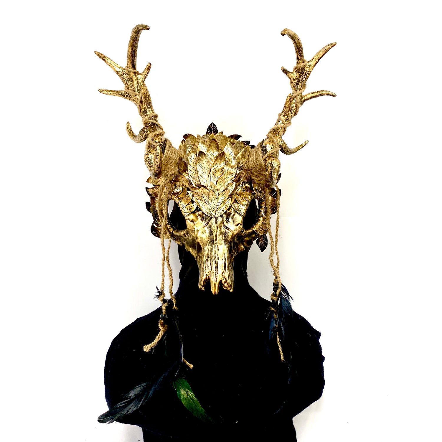 Krampus Ram Goat Demon with Horns Devil Halloween Masquerade Mask, Metallic Party Masks