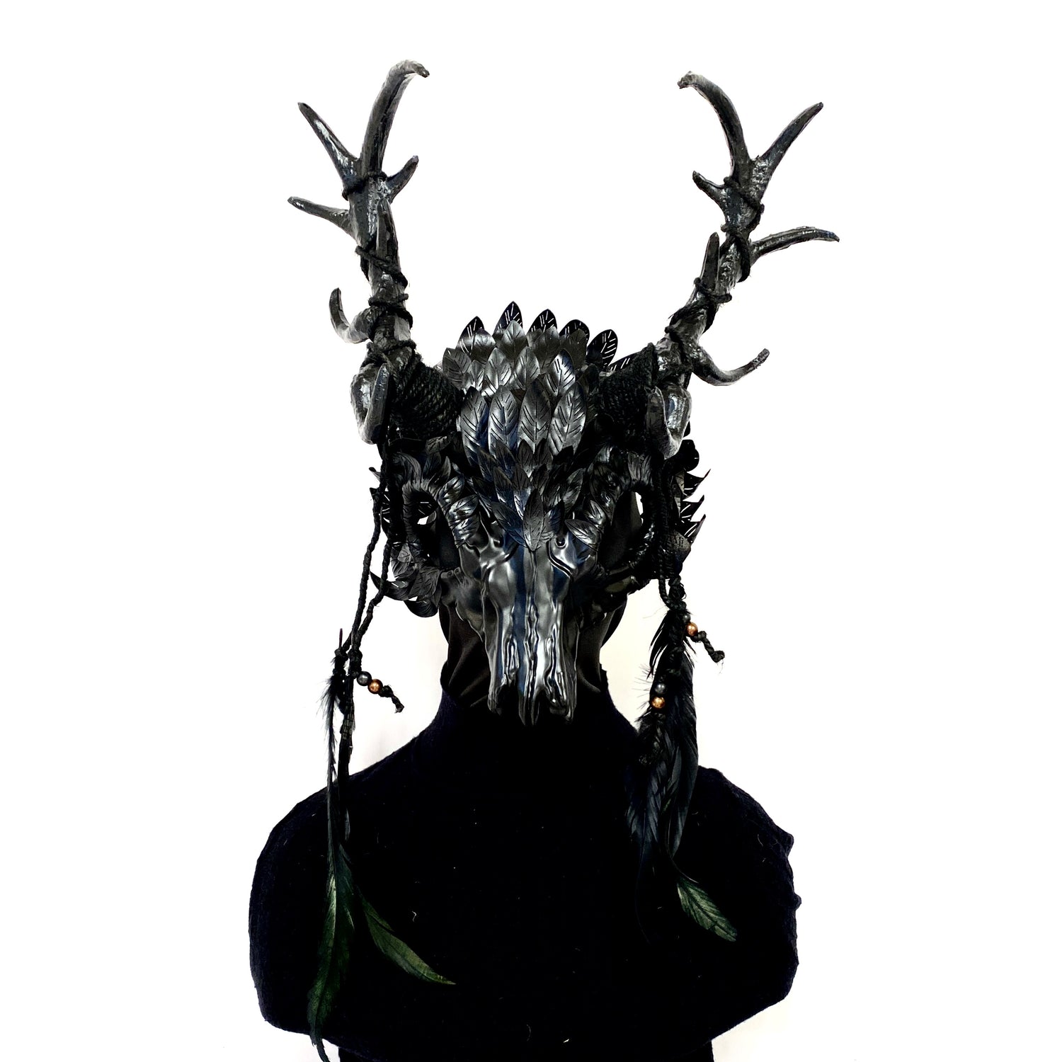 Krampus Ram Goat Demon with Horns Devil Halloween Masquerade Mask, Metallic Party Masks