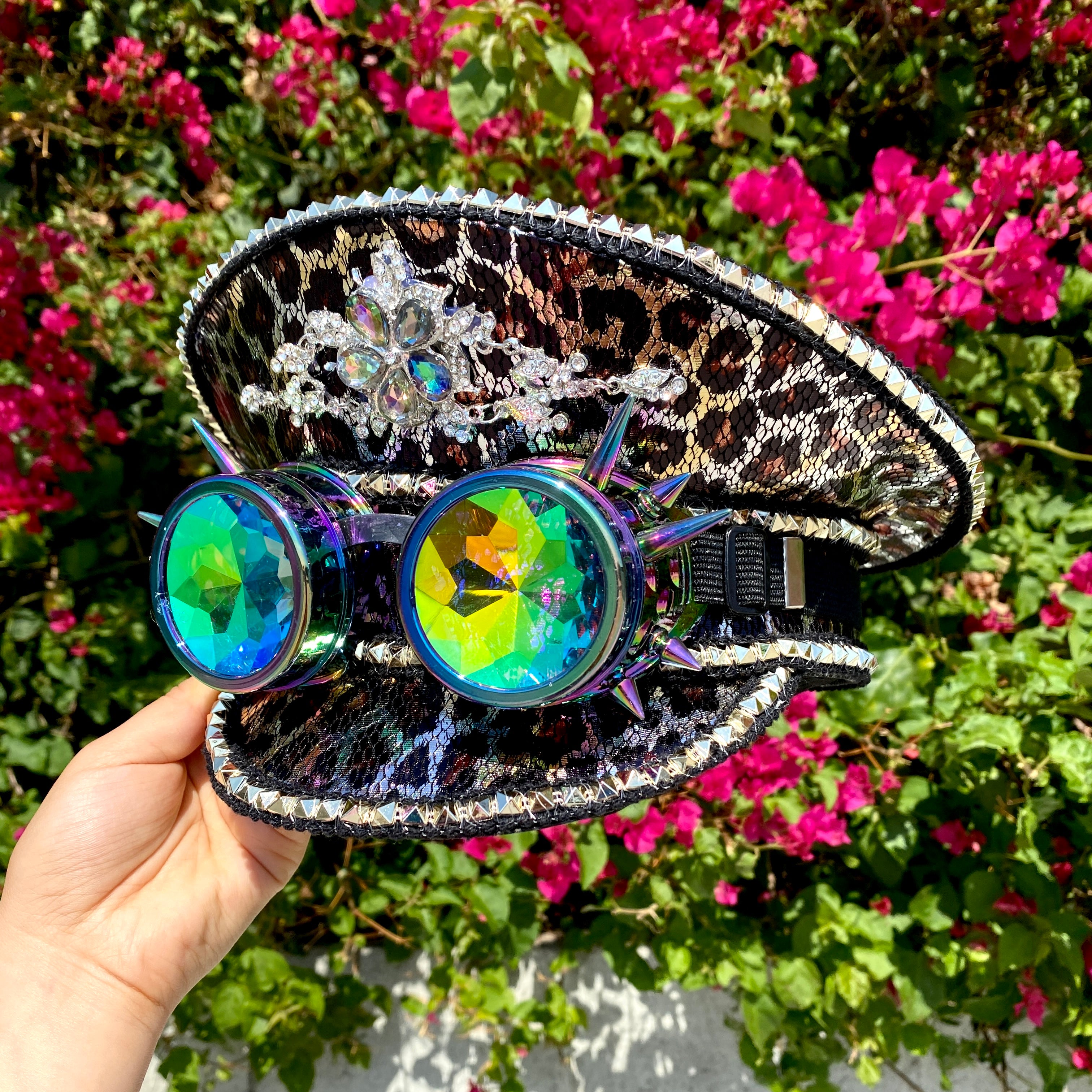 RAVE Captain Style Luxury Women Rhinestone Sequin Sparkly Concert Hat for Music Festivals