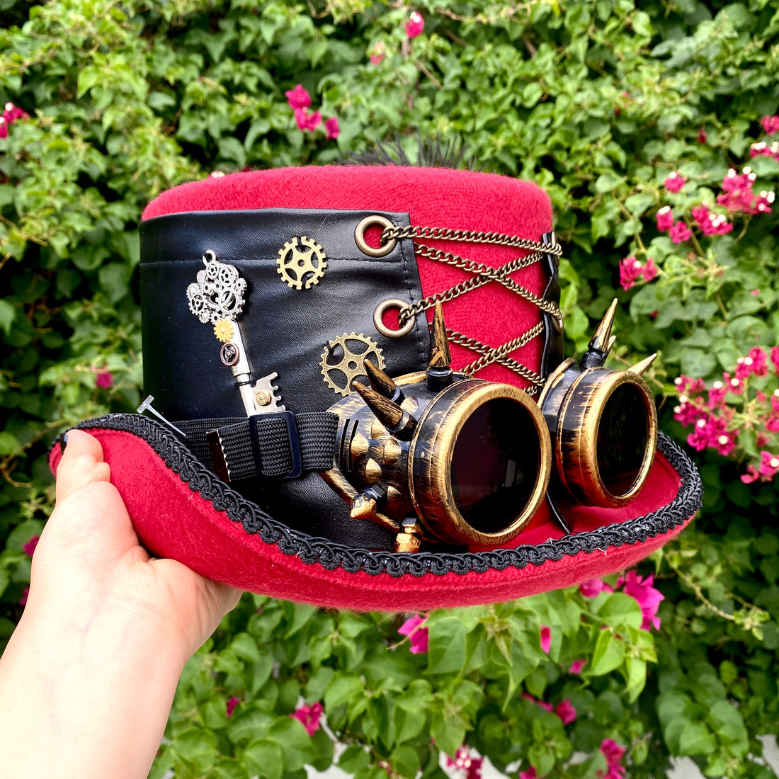 Steampunk Top Hat Metallic Mad Hatter Scientist Time Traveler Halloween Costume Cosplay