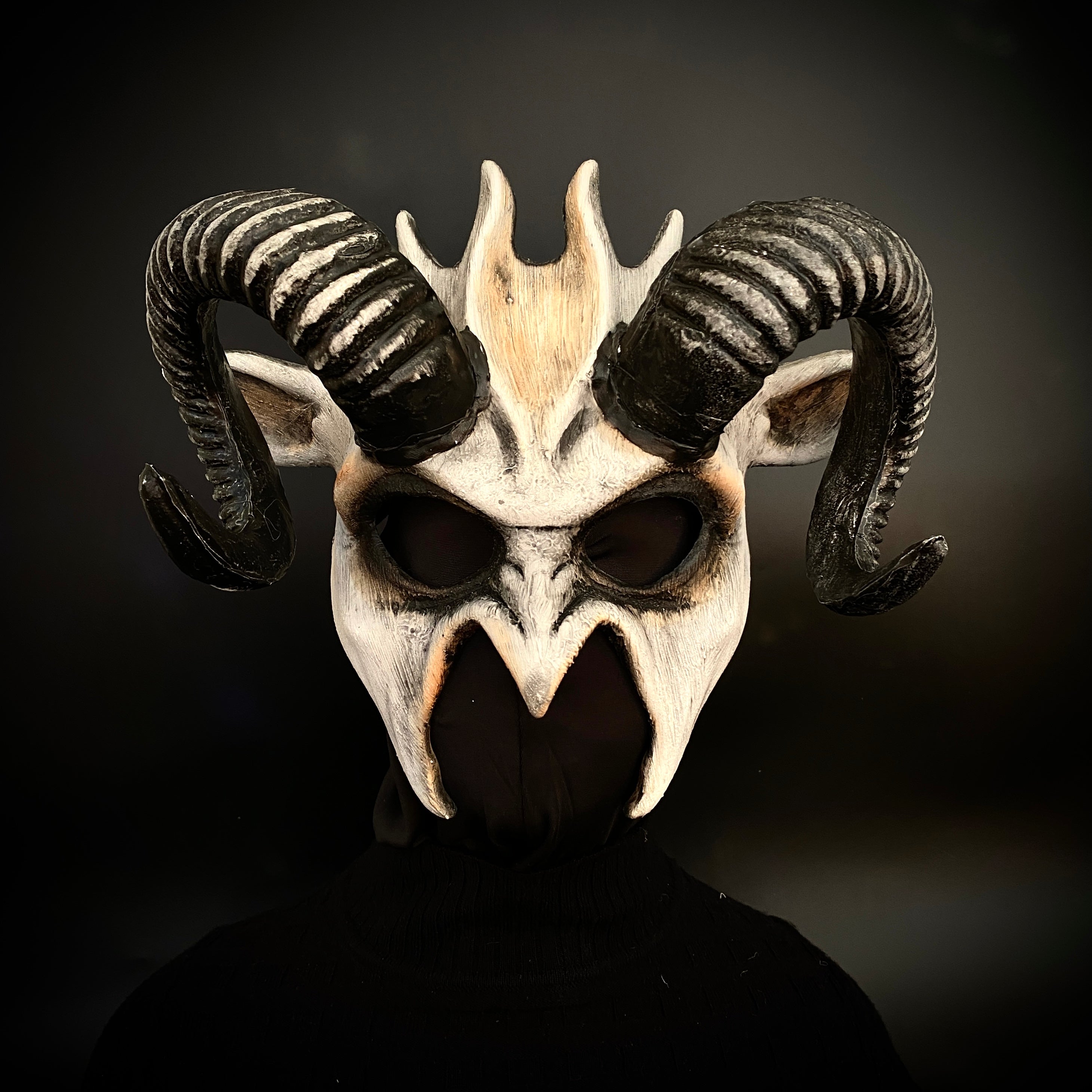 Krampus Ram Demon with Horns Devil Halloween Masks, Demonic Horned Metallic Finish Masquerade Party Mask