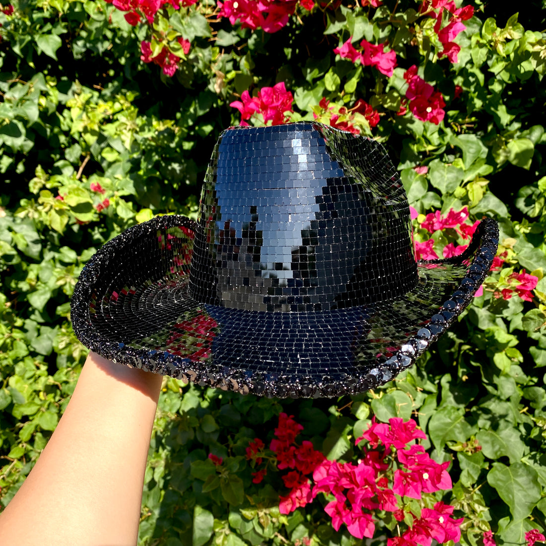 Disco Ball Mirror Cowboy Hat, Sparkly Concert Hat for Music Festivals Cowgirl Hats