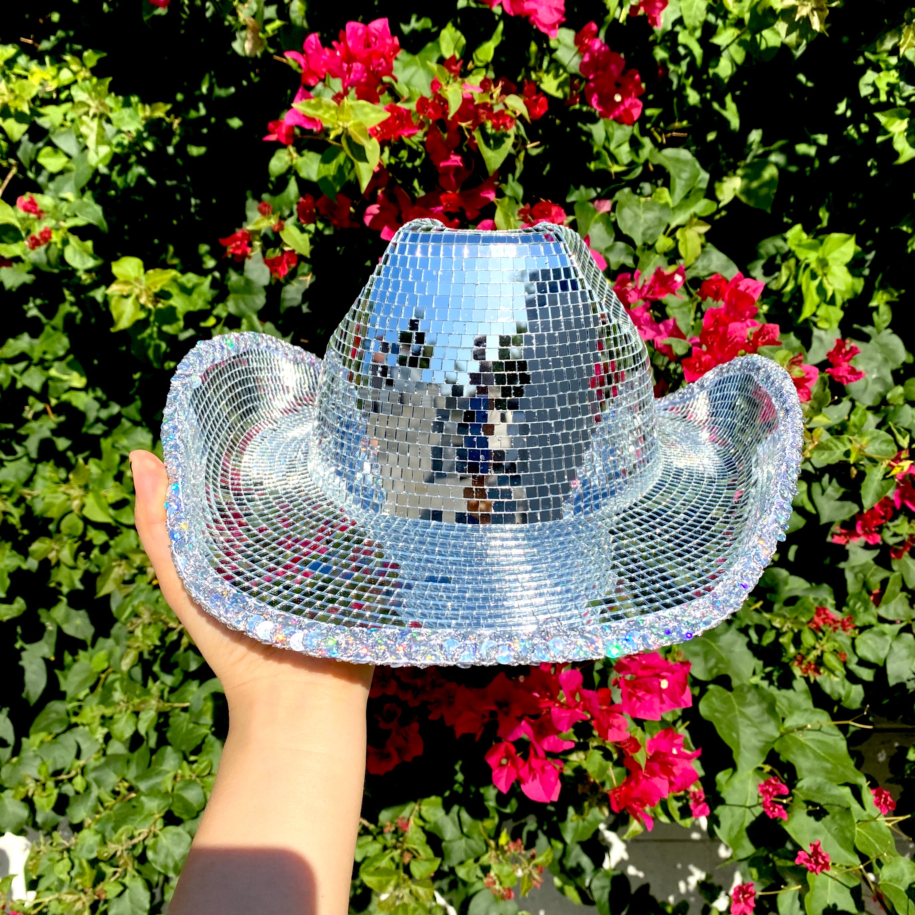 Disco Ball Cowboy Hat Mirror Embellished Sparkly Cowgirl Hat