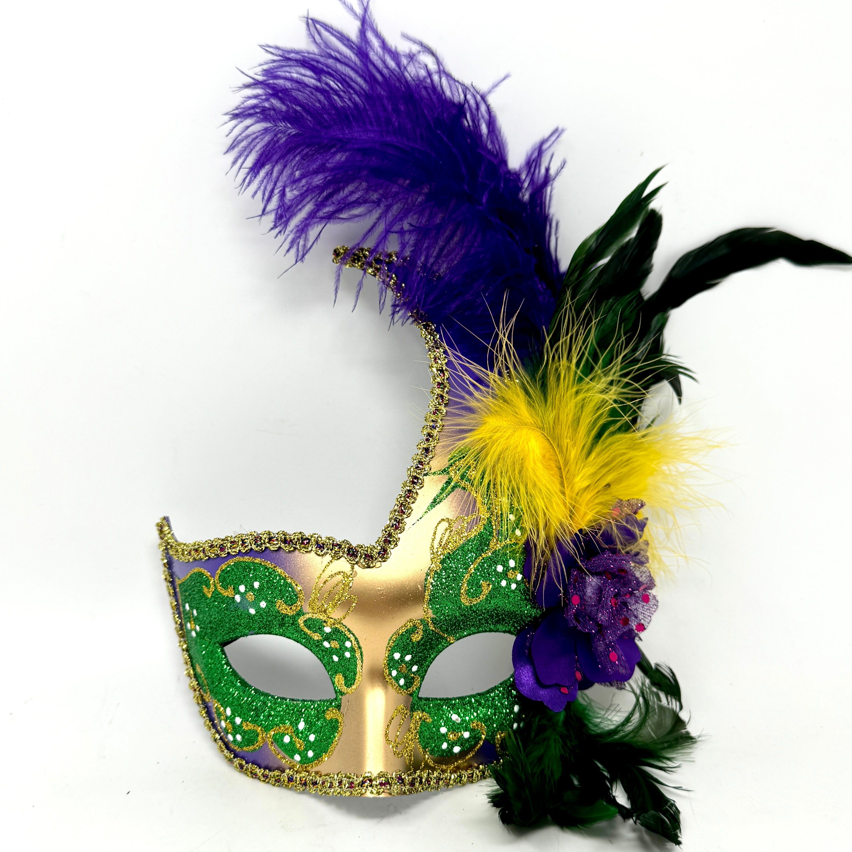 Women Costume Feather Masquerade Party Masks - Green