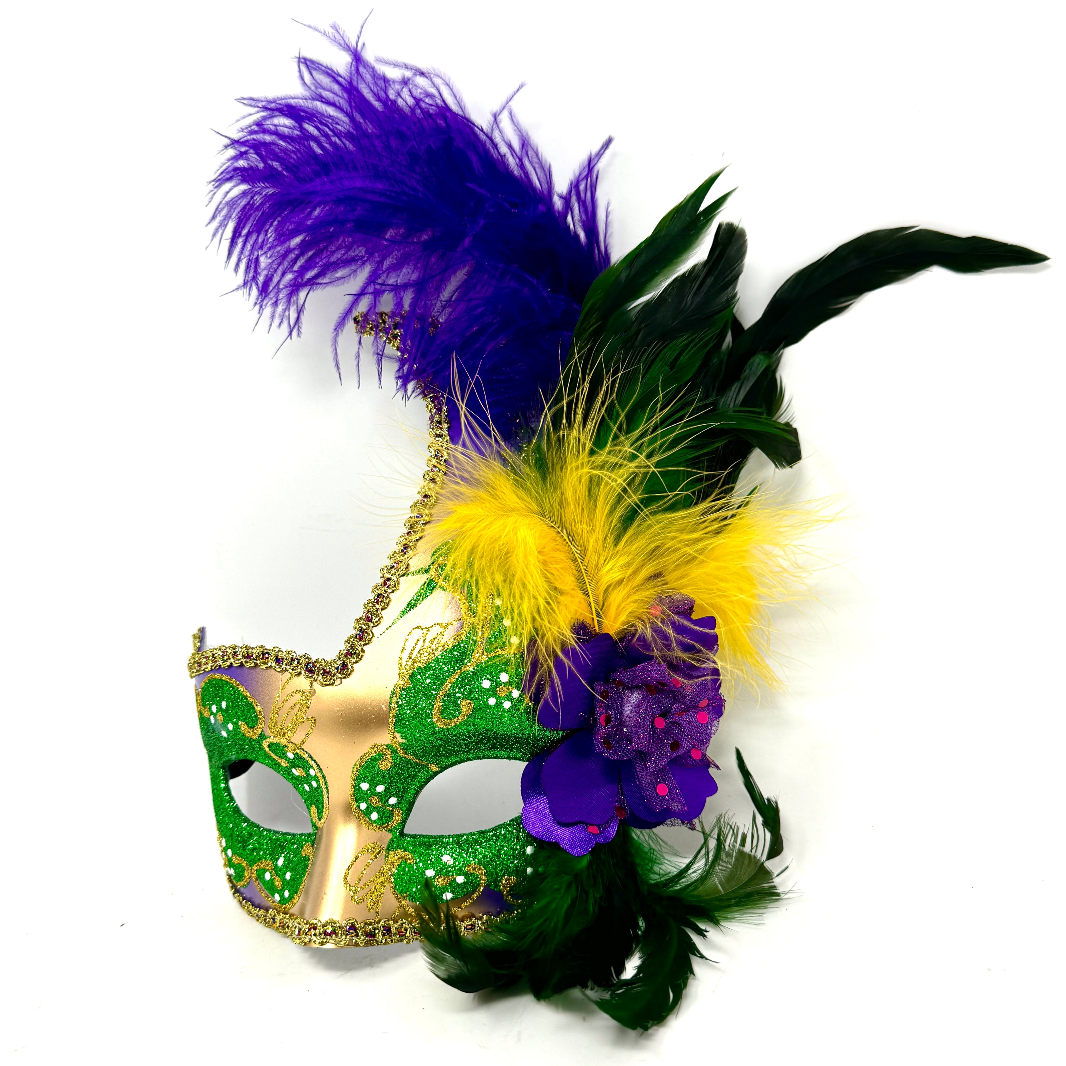 Women Costume Feather Masquerade Party Masks - Green