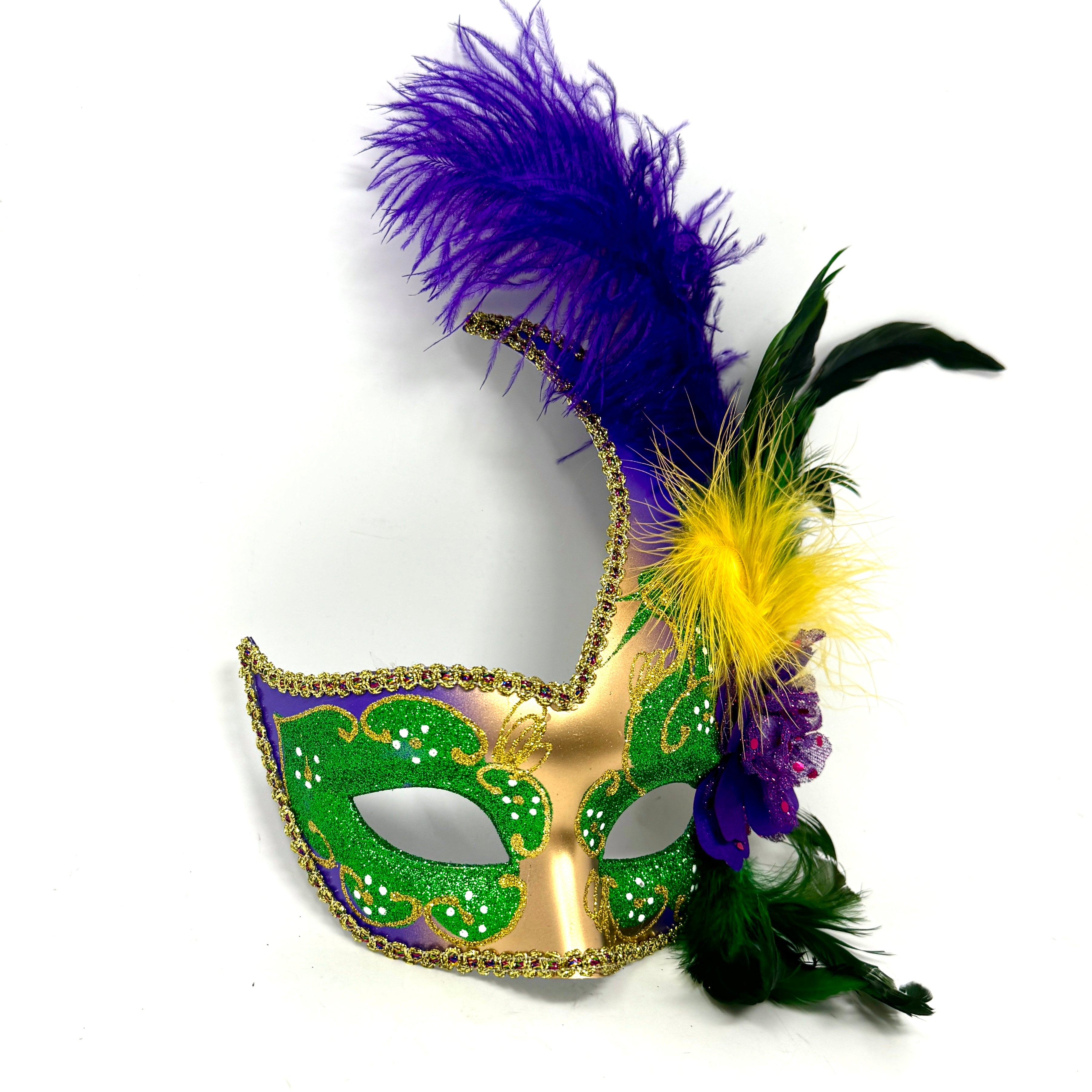 Women Costume Feather Masquerade Party Masks - Green