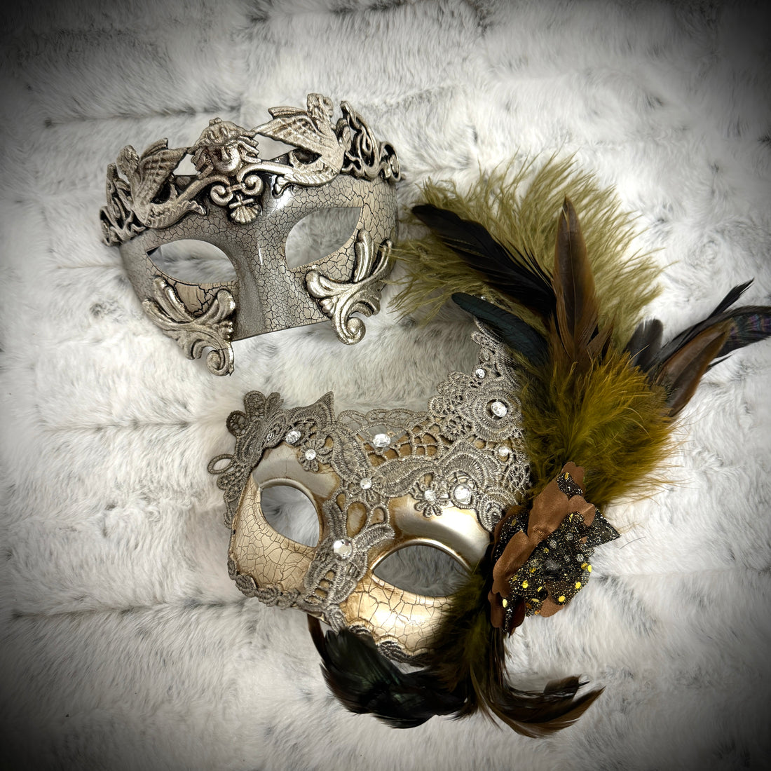 Couples Masquerade Masks, Men Women Venetian Feather Mask For Mardi Gras Cosplay Wedding Graduation Party