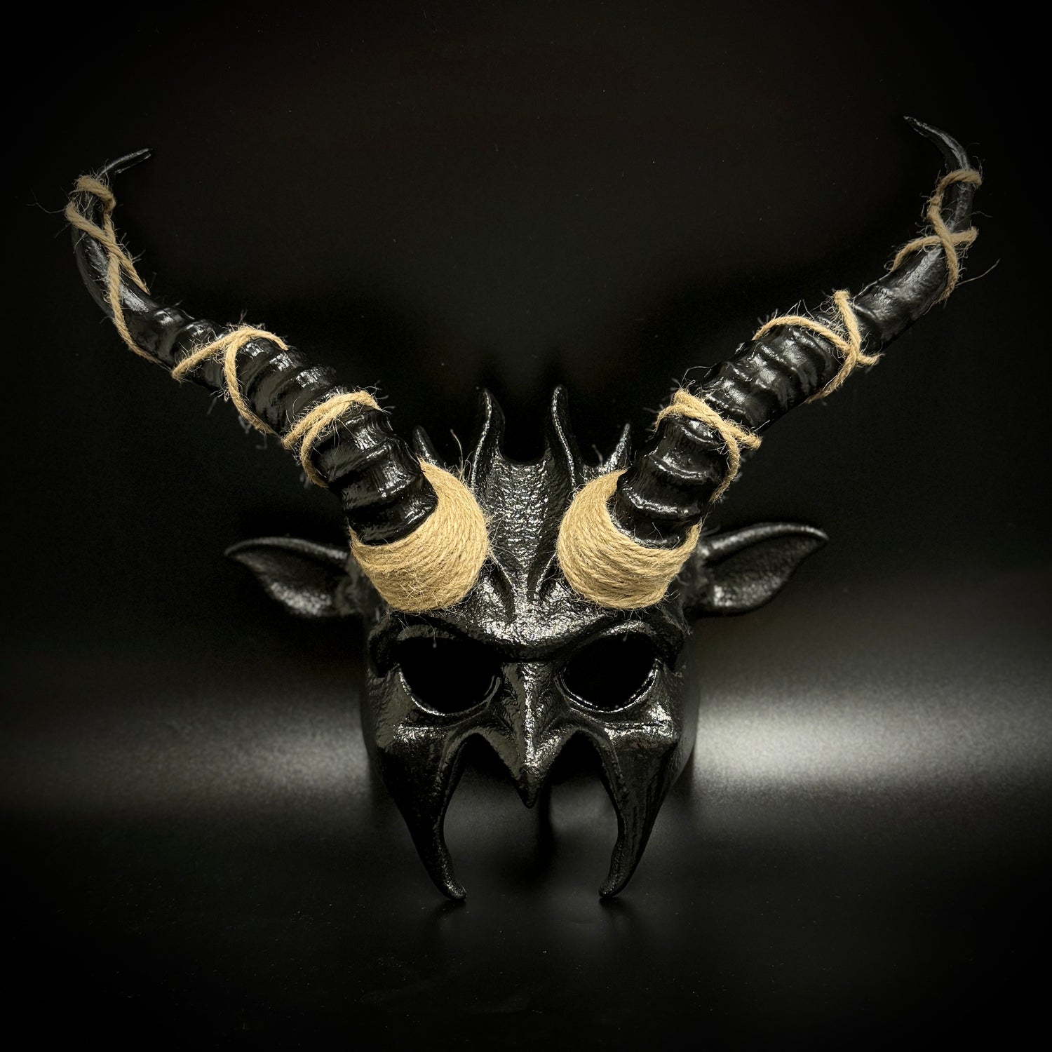 Krampus Ram Goat Demon with Horns Devil Halloween Masquerade Mask, Metallic Party Masks