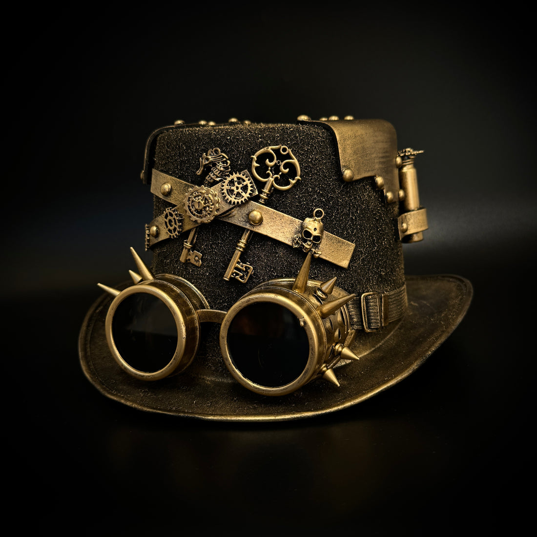 Steampunk Top Hat Metallic Mad Hatter Scientist Time Traveler Halloween Costume Cosplay