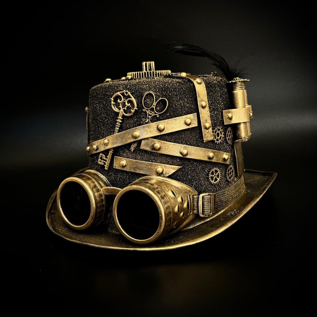 Steampunk Top Hat Metallic Mad Hatter Scientist Time Traveler Halloween Costume Cosplay