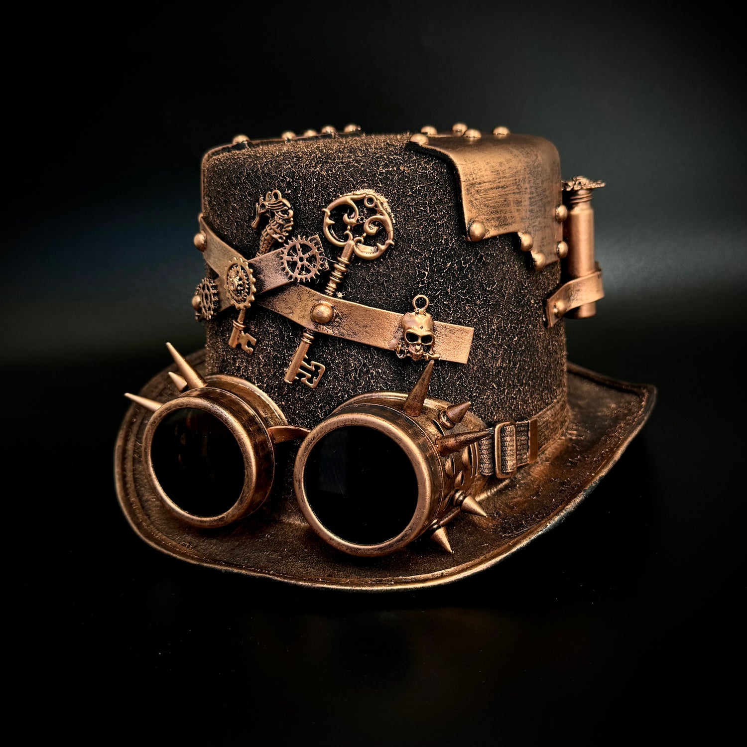 Steampunk Top Hat Metallic Mad Hatter Scientist Time Traveler Halloween Costume Cosplay