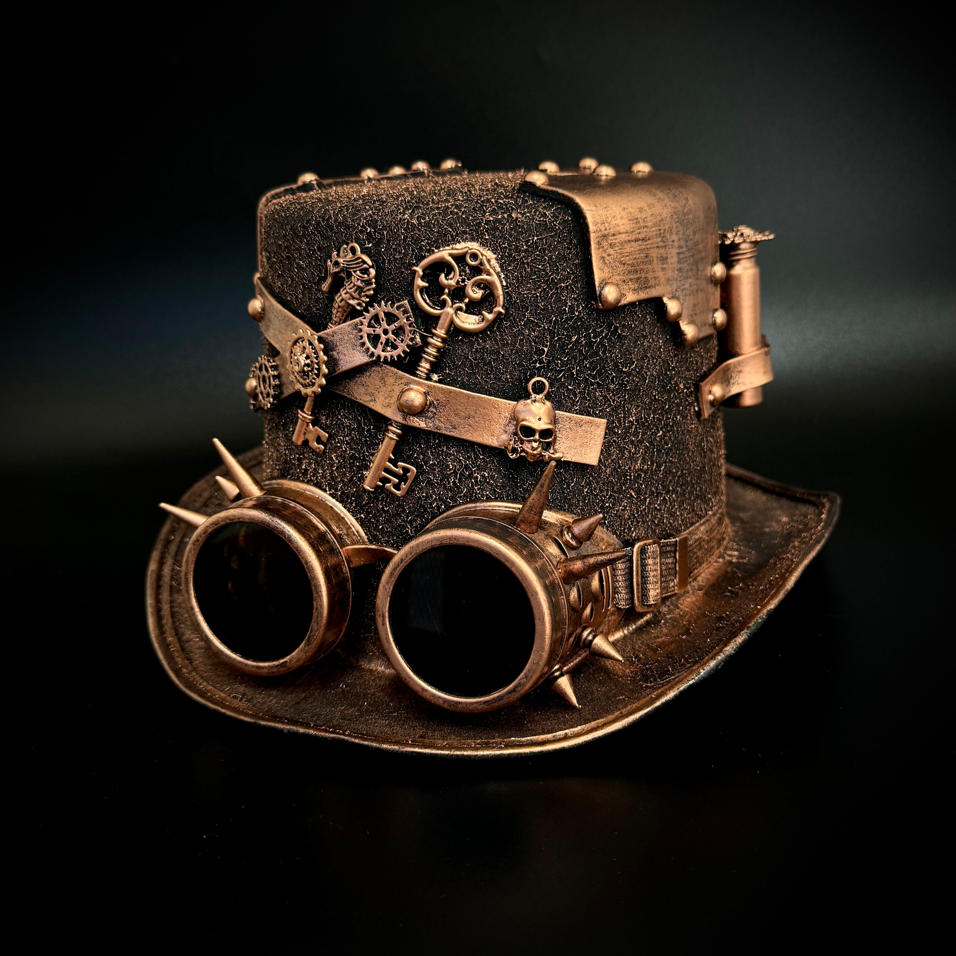 Steampunk Top Hat Metallic Mad Hatter Scientist Time Traveler Halloween Costume Cosplay