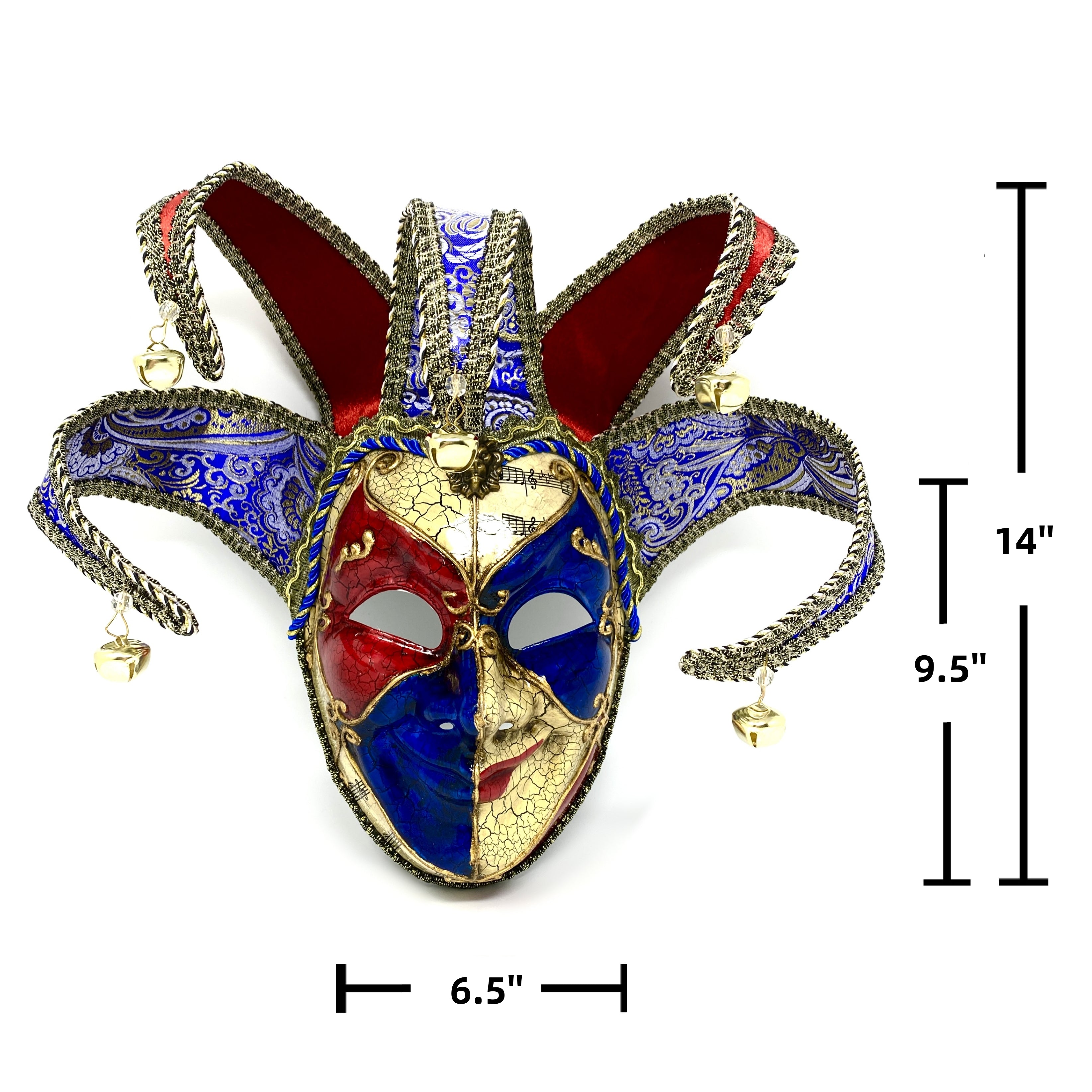 Jester Joker Mask, Venetian Masquerade Carnival Party Masks for Halloween Mardi Gras Cosplay