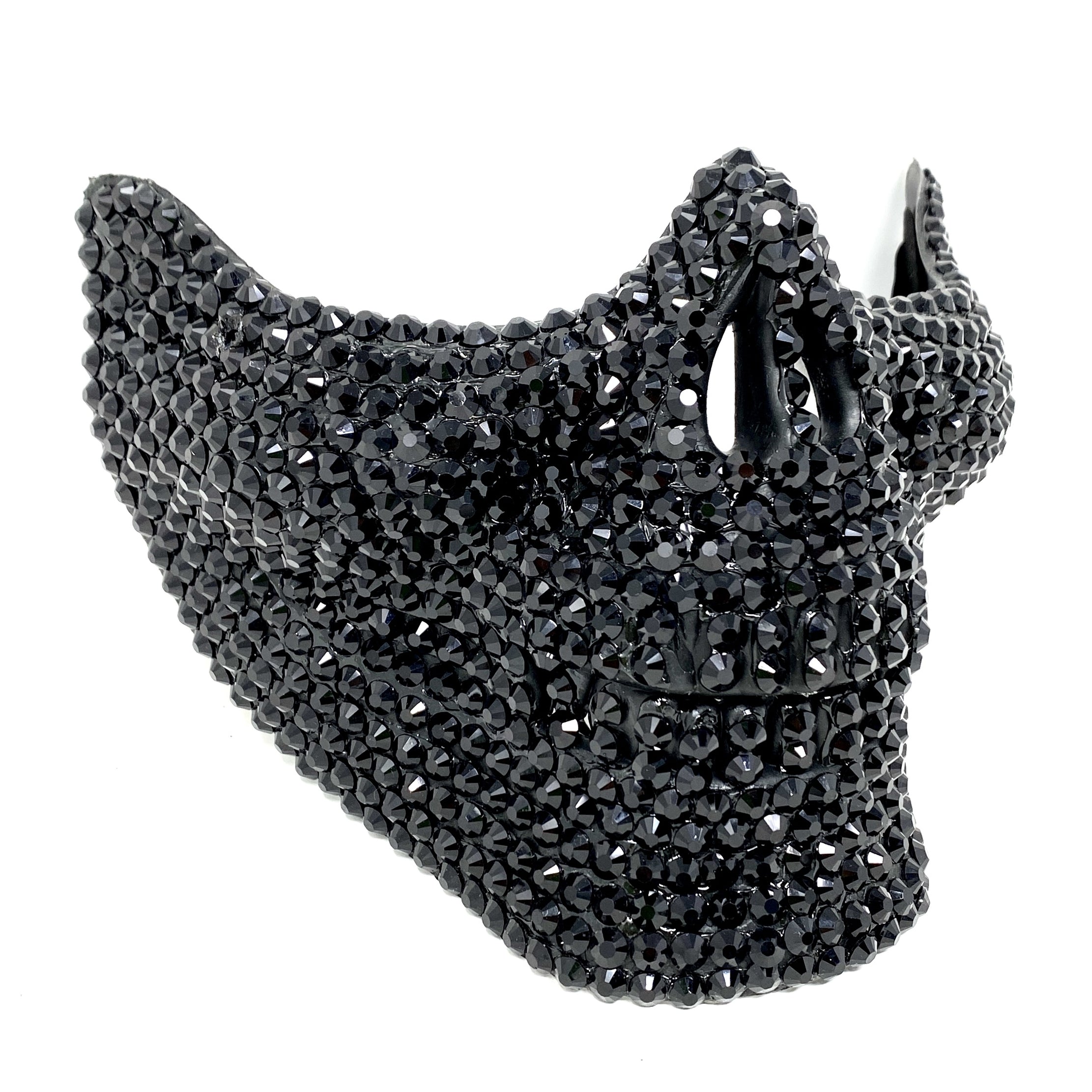 Masquerade Party Mask With Rhinestone Diamond Skull Teeth Jaw Mouth Half Face Black Masks For Halloween Costume Mardi Gras