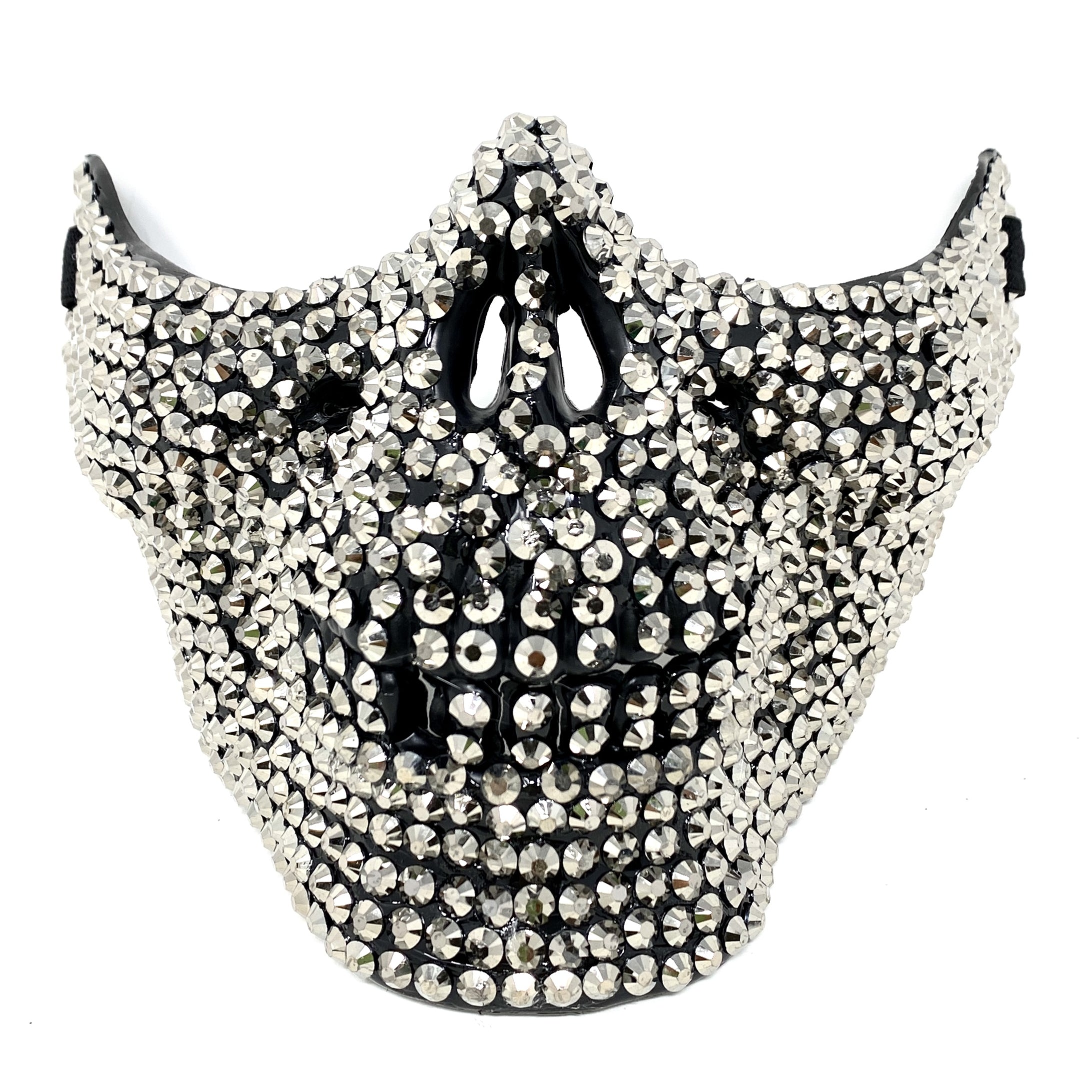 Rhinestone Skull Half Face Teeth Jaw Mouth Mask, Halloween Steampunk Party masks