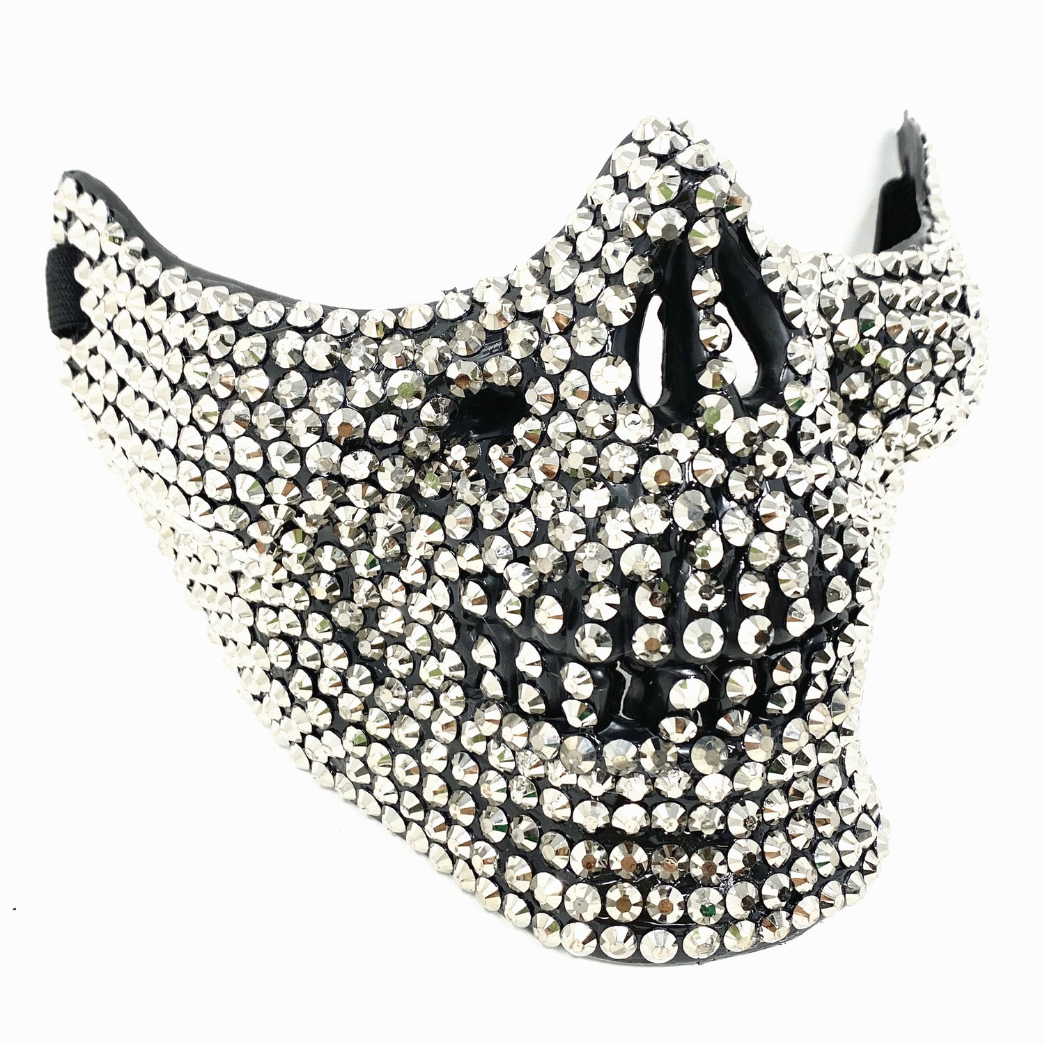 Rhinestone Skull Half Face Teeth Jaw Mouth Mask, Halloween Steampunk Party masks