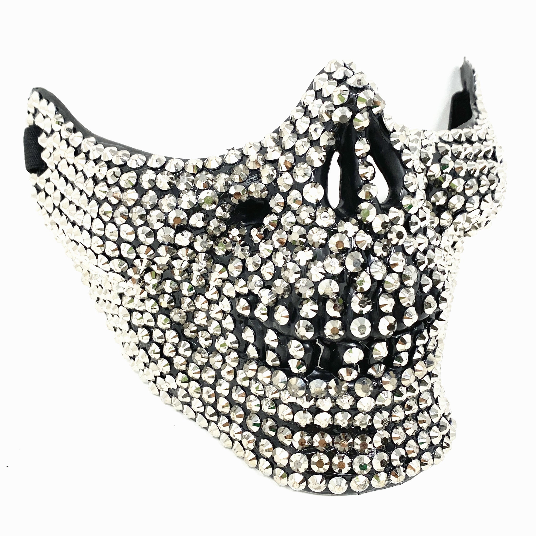 Masquerade Party Mask With Rhinestone Diamond Skull Teeth Jaw Mouth Half Face Silver Masks For Halloween Costume Mardi Gras