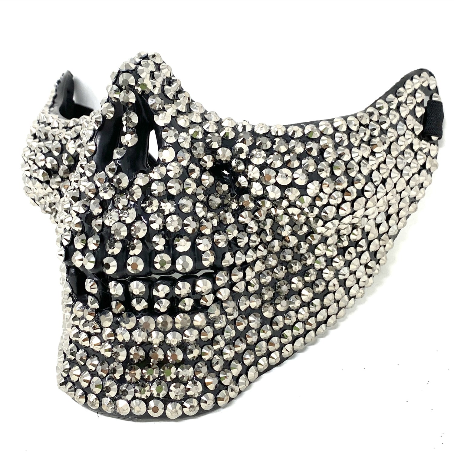 Rhinestone Skull Half Face Teeth Jaw Mouth Mask, Halloween Steampunk Party masks