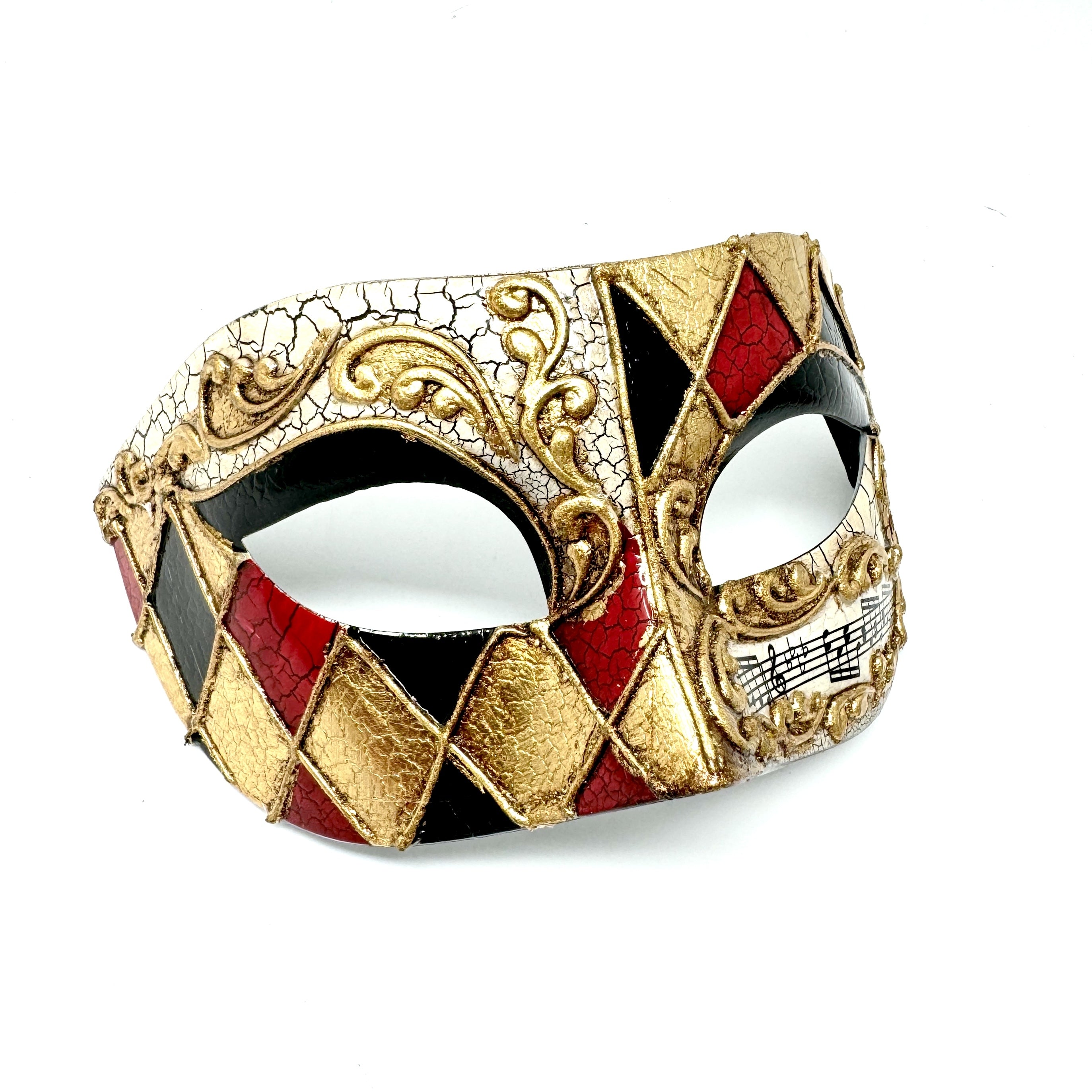 Men Costume Mask Masquerade Party Eye Masks For Halloween , Mardi Gras - Gold & Red