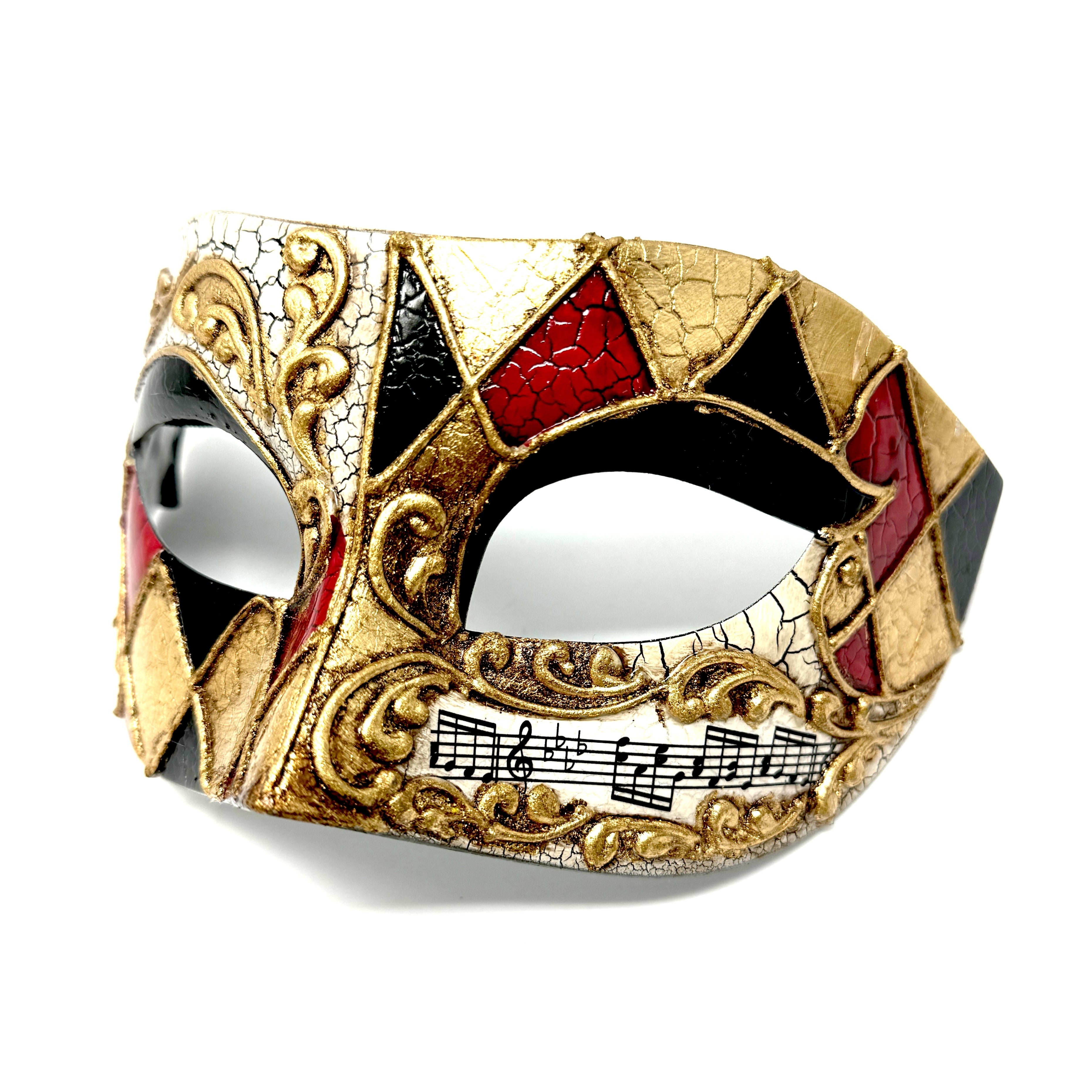 Men Costume Mask Masquerade Party Eye Masks For Halloween , Mardi Gras - Gold & Red