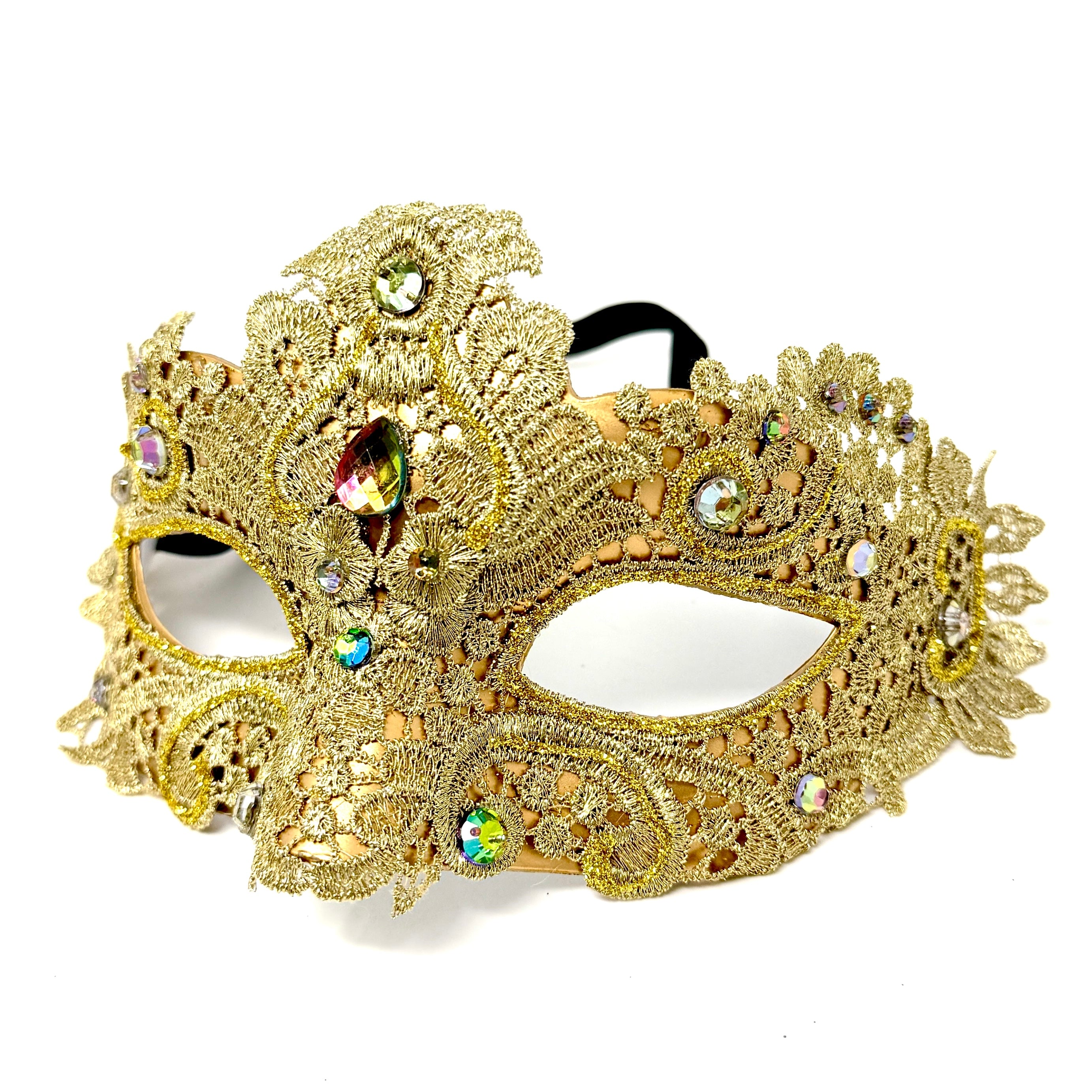 Gold Women Lace Rhinestone Venetian Masquerade Party Mask Halloween Mardi Gras Cosplay Costume Masks
