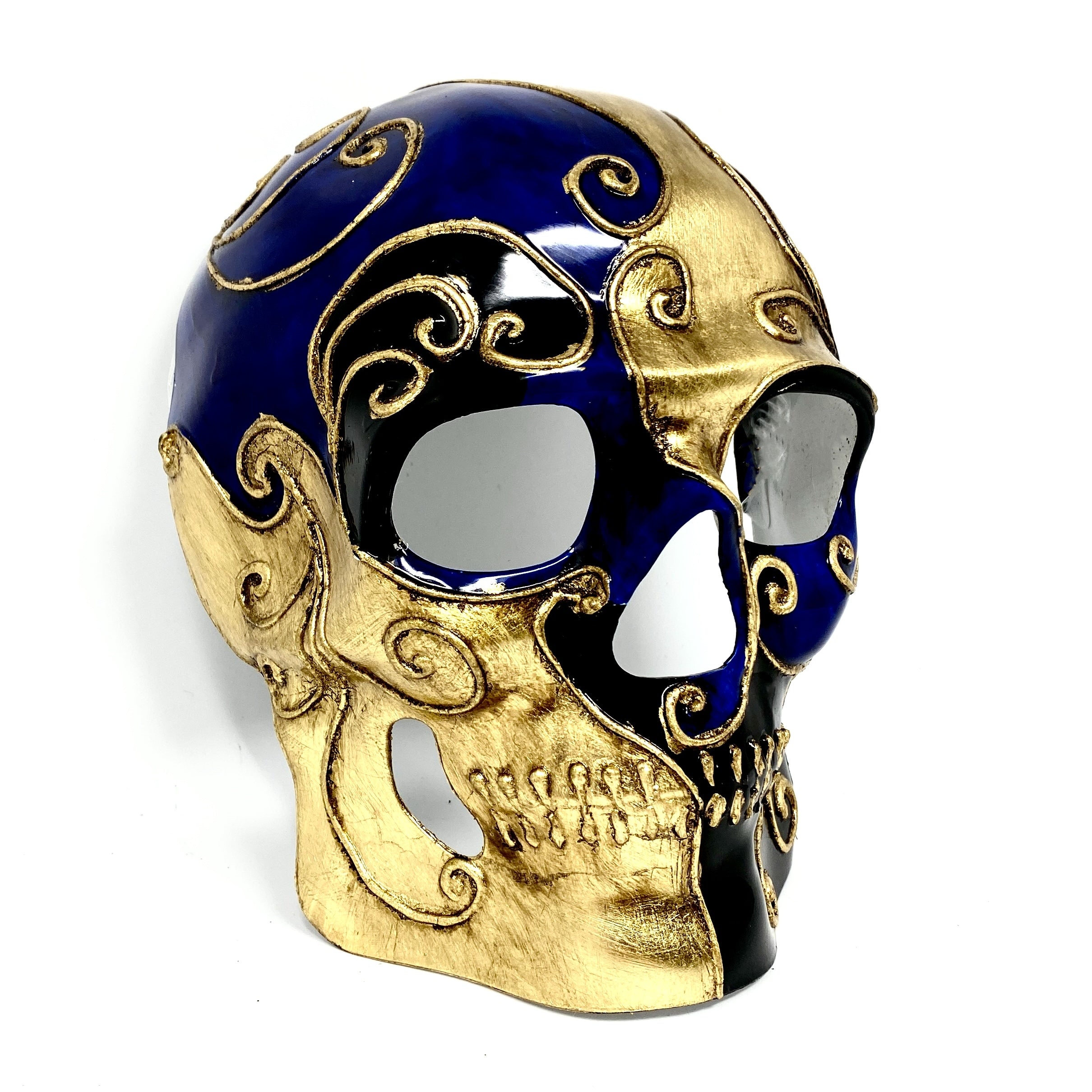 Day of the Dead Skull Mask Scary Skeleton Costume Party Masks - Blue & Gold