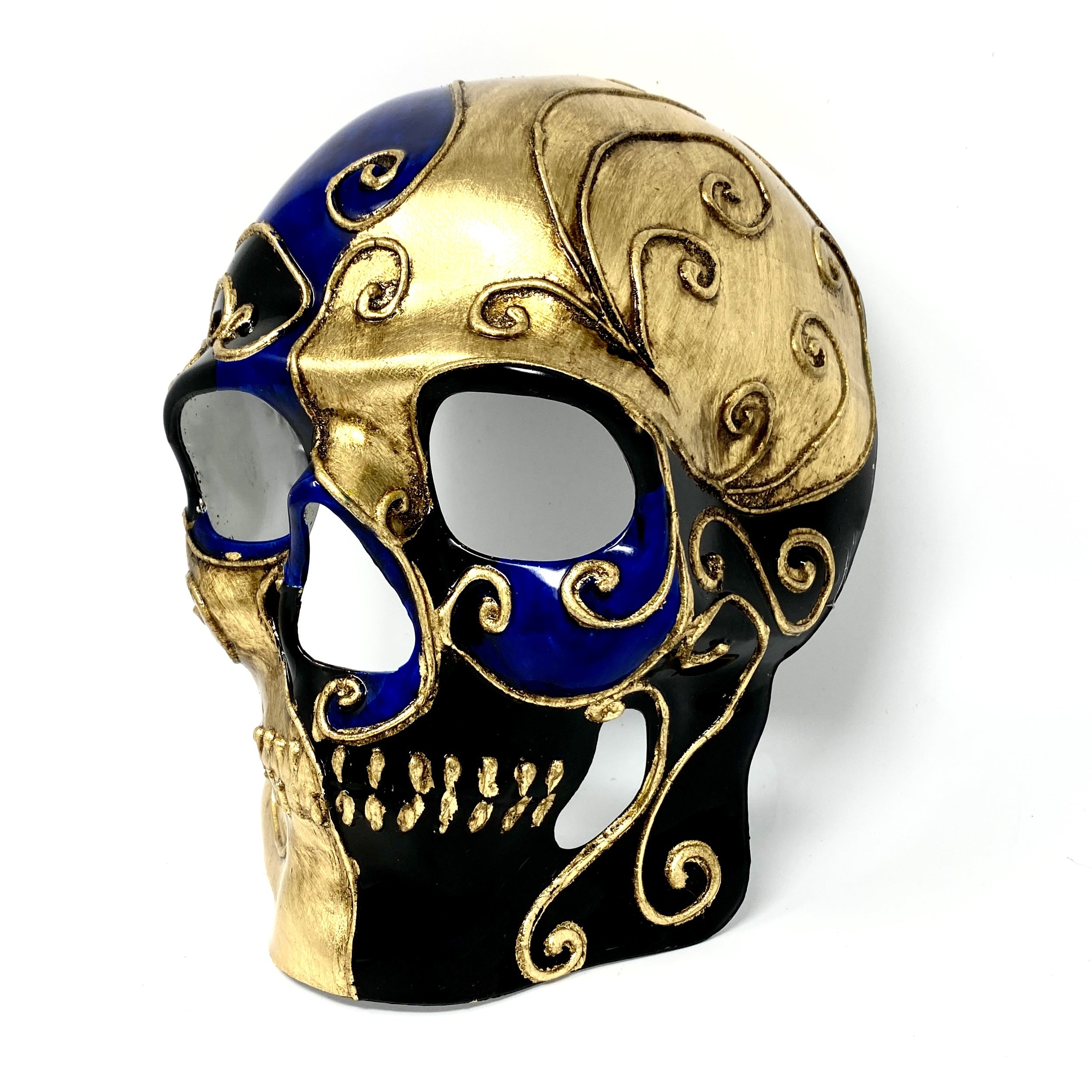 Day of the Dead Skull Mask Scary Skeleton Costume Party Masks - Blue & Gold