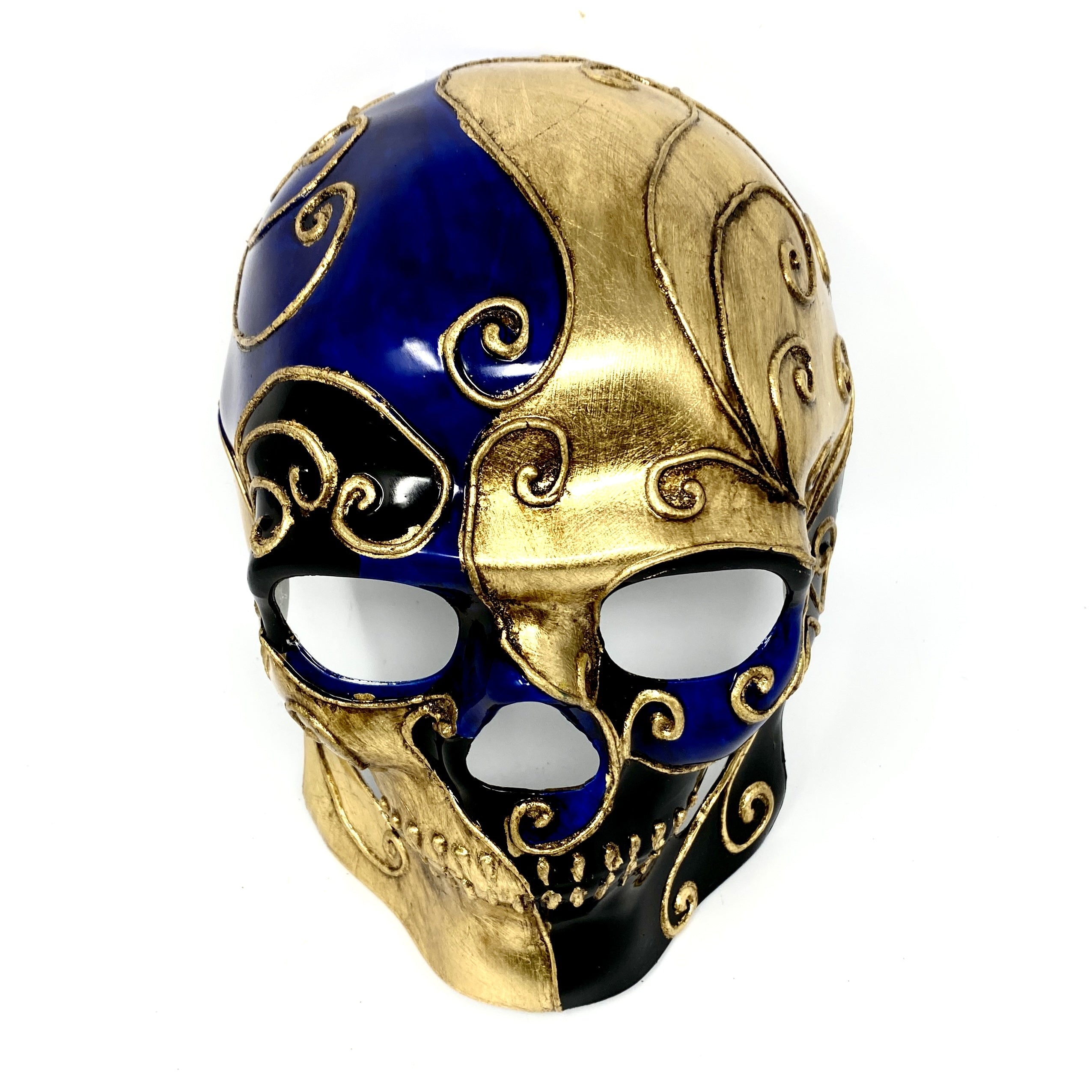 Day of the Dead Skull Mask Scary Skeleton Costume Party Masks - Blue & Gold