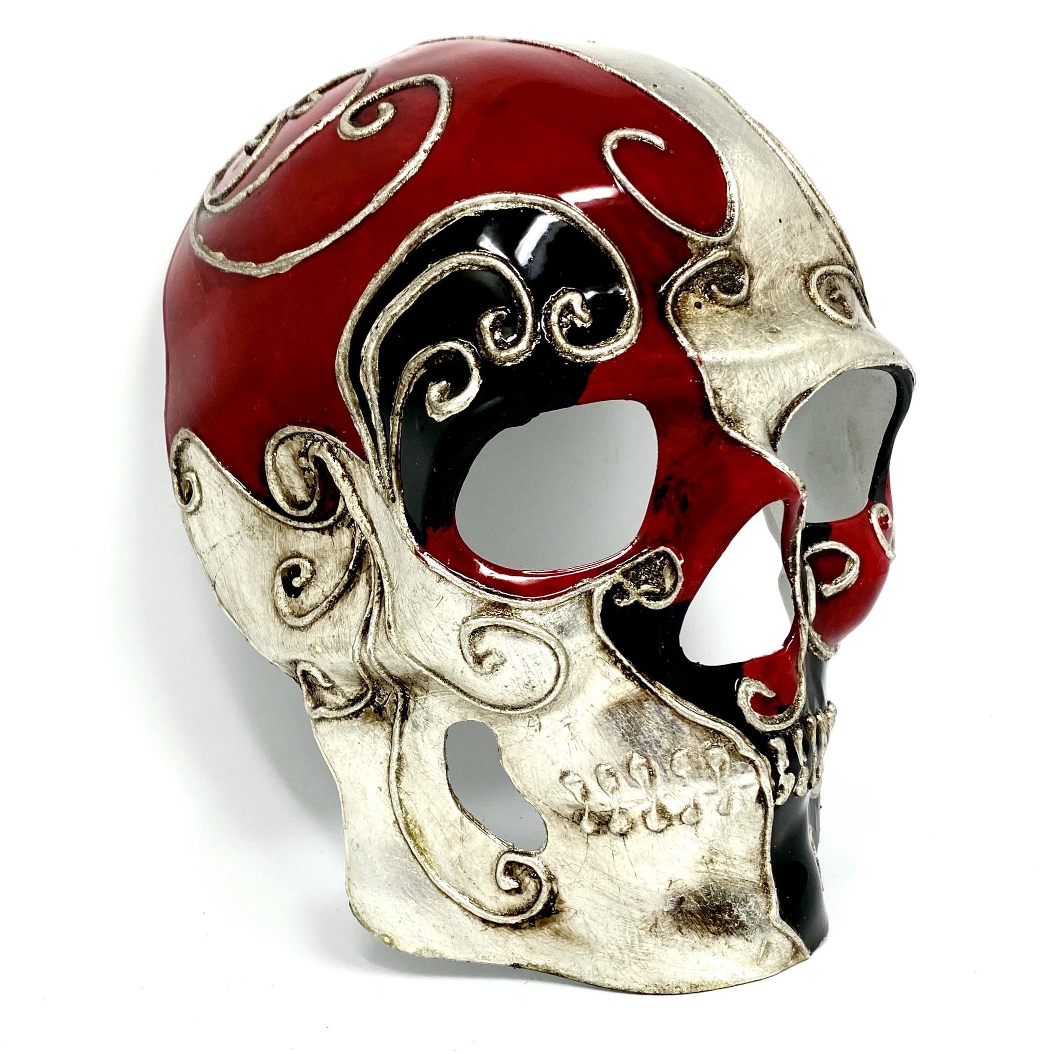 Day of the Dead Skull Mask Scary Skeleton Costume Party Masks - Red & Silver