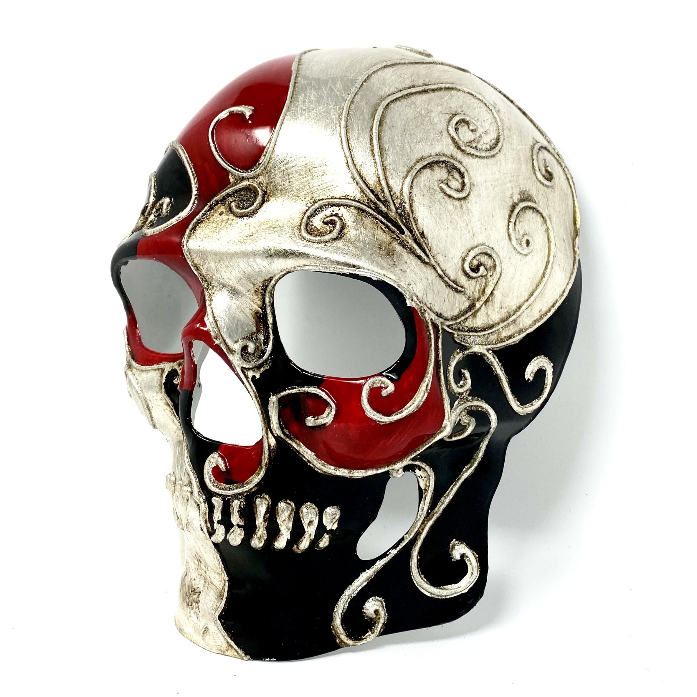 Day of the Dead Skull Mask Scary Skeleton Costume Party Masks - Red & Silver