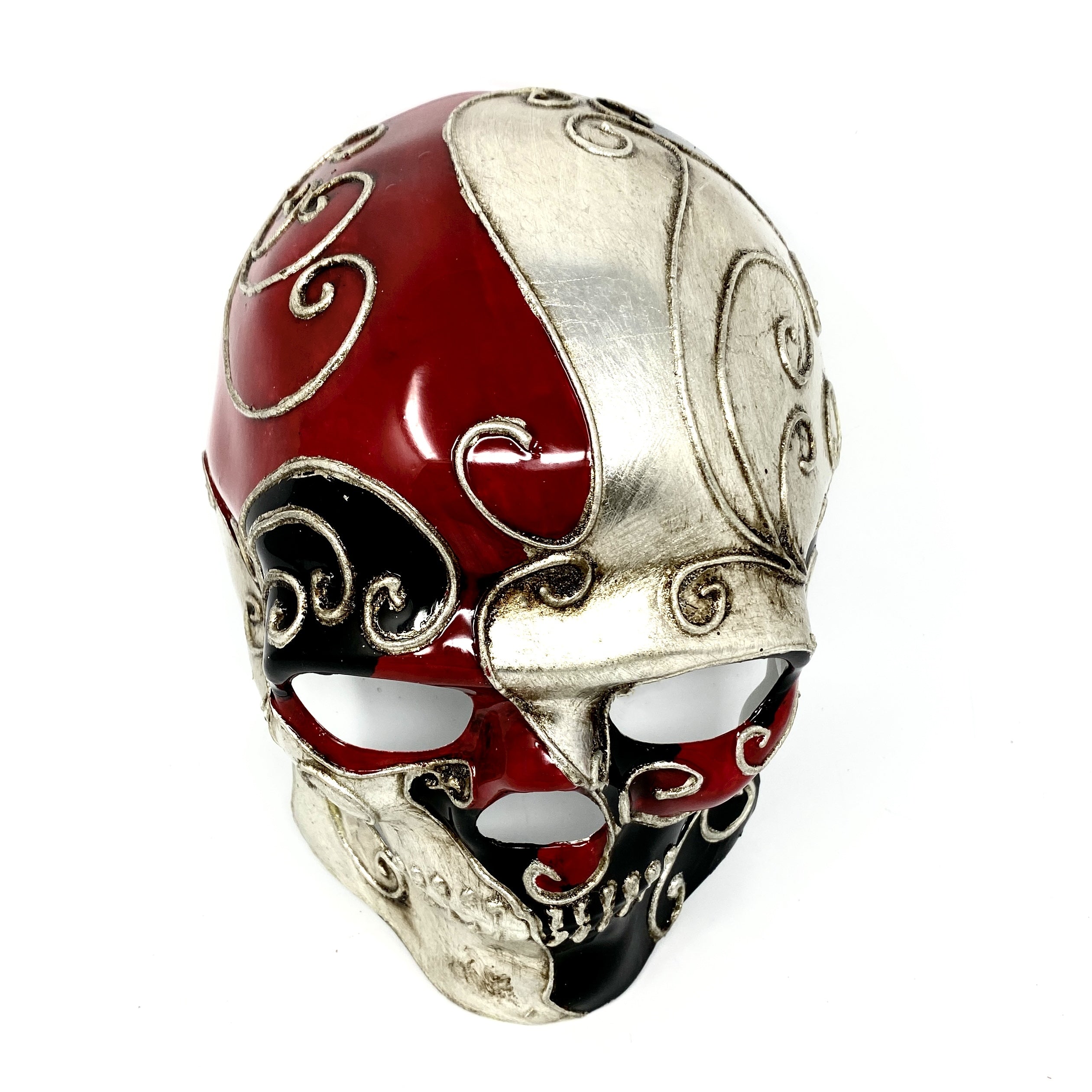 Day of the Dead Skull Mask Scary Skeleton Costume Party Masks - Red & Silver