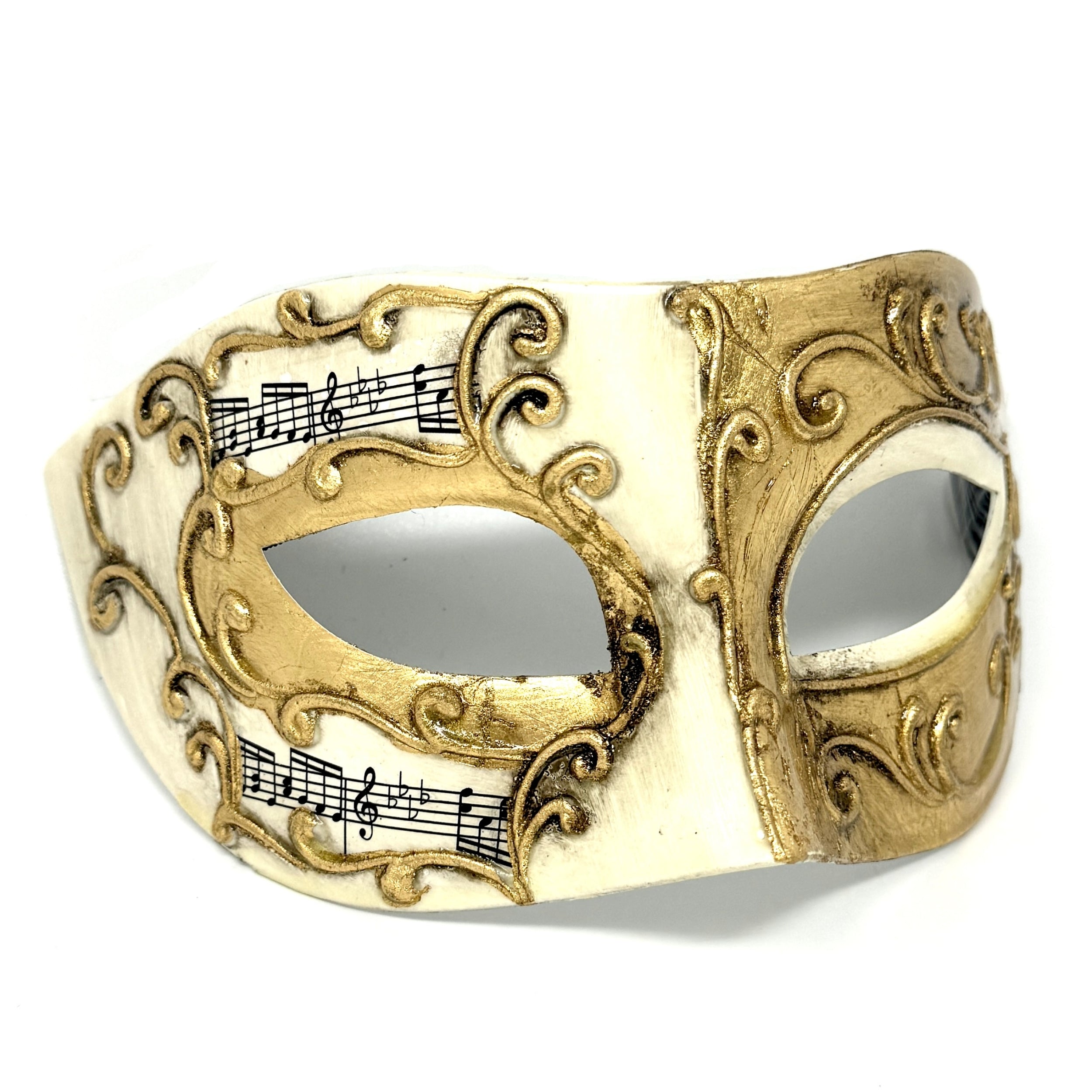 Men Costume Mask Masquerade Party Eye Masks For Halloween , Mardi Gras -Gold & White