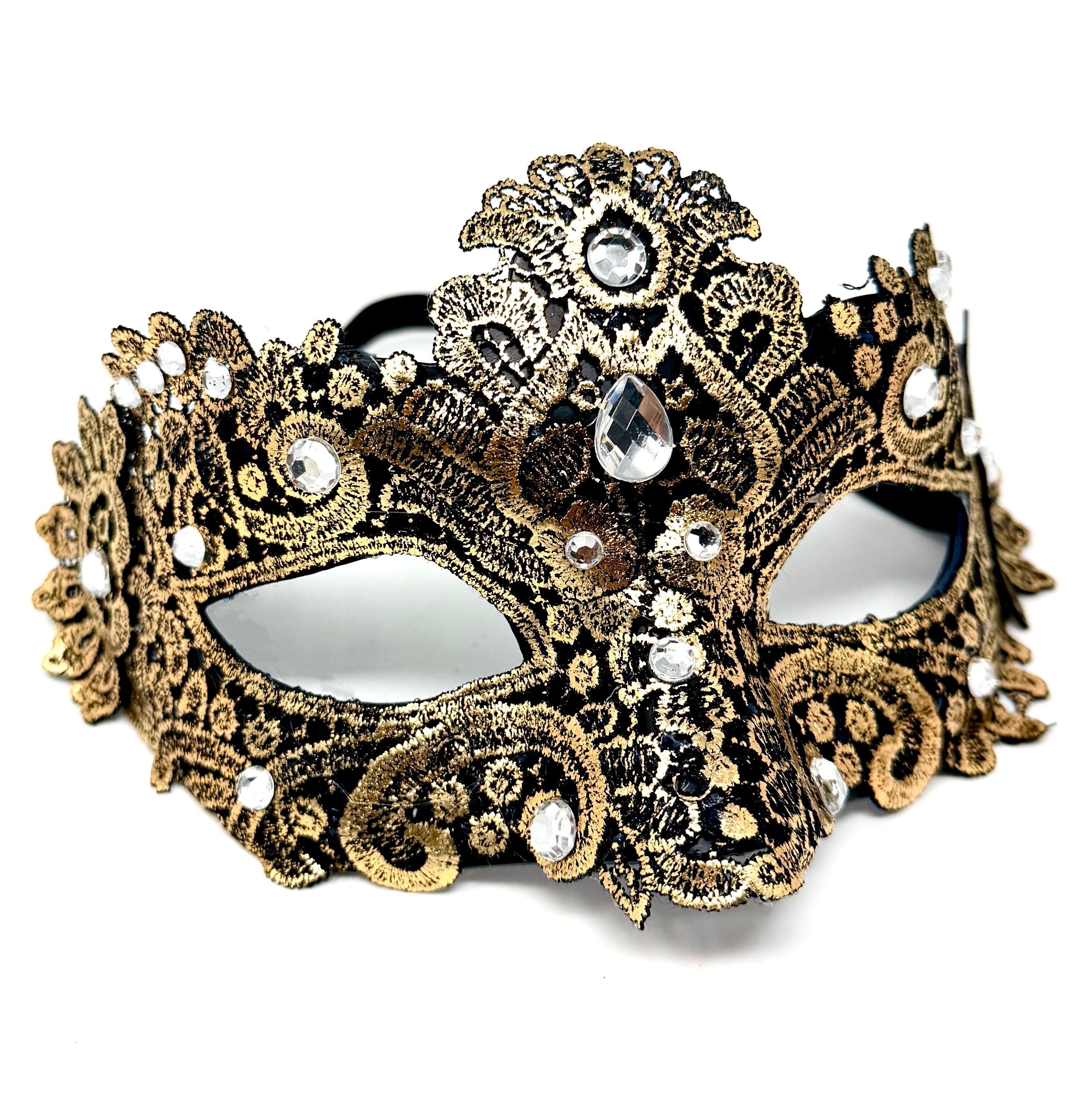 Gold Couple Masquerade Party Masks , Women Lace Mask, Men&